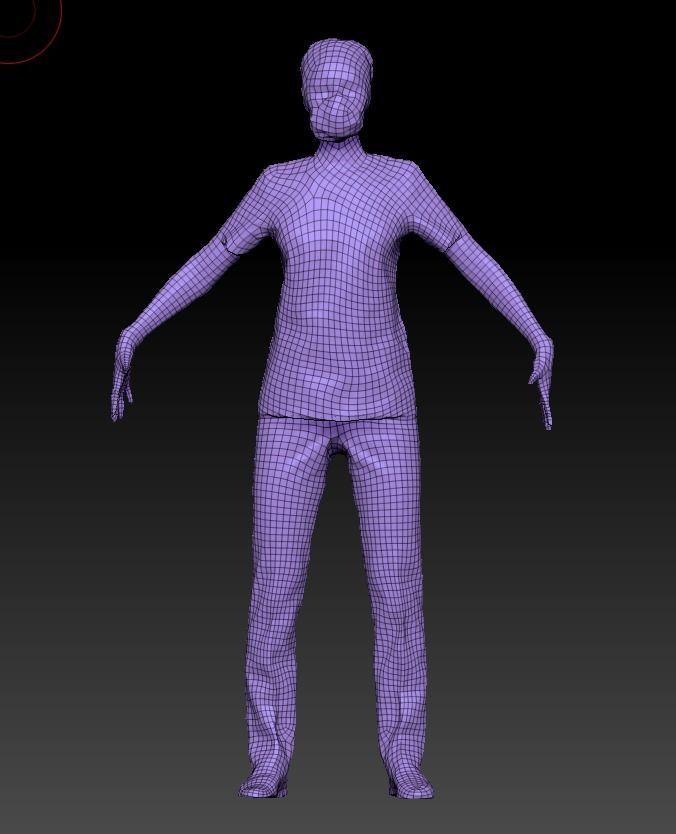 Rigged medical nurse 03 Low-poly 3D model_7