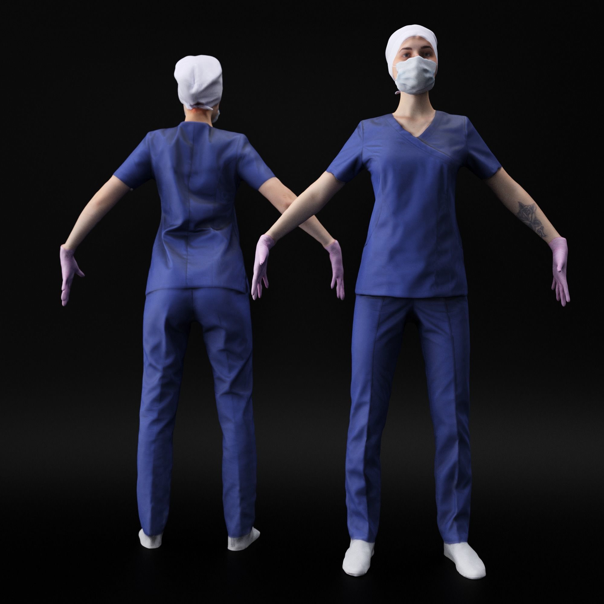 Rigged medical nurse 03 Low-poly 3D model_5