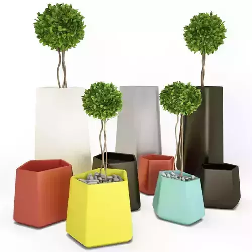 Plastic Pots Collection Rockgarden 3D model