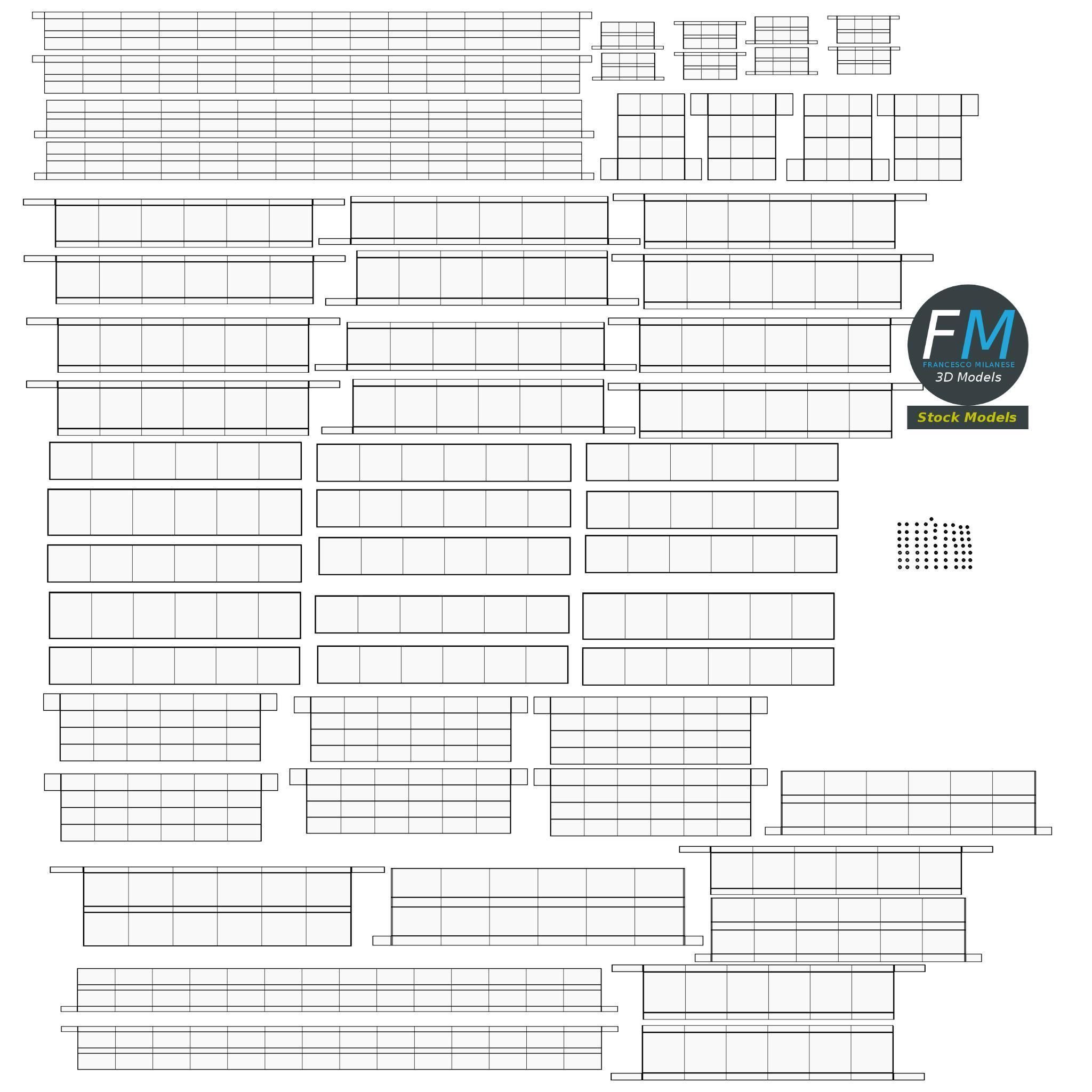 Wooden pier with railing 3D model_11
