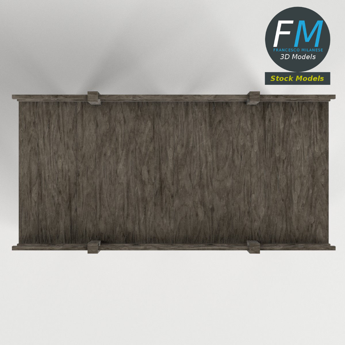 Wooden pier with railing 3D model_6