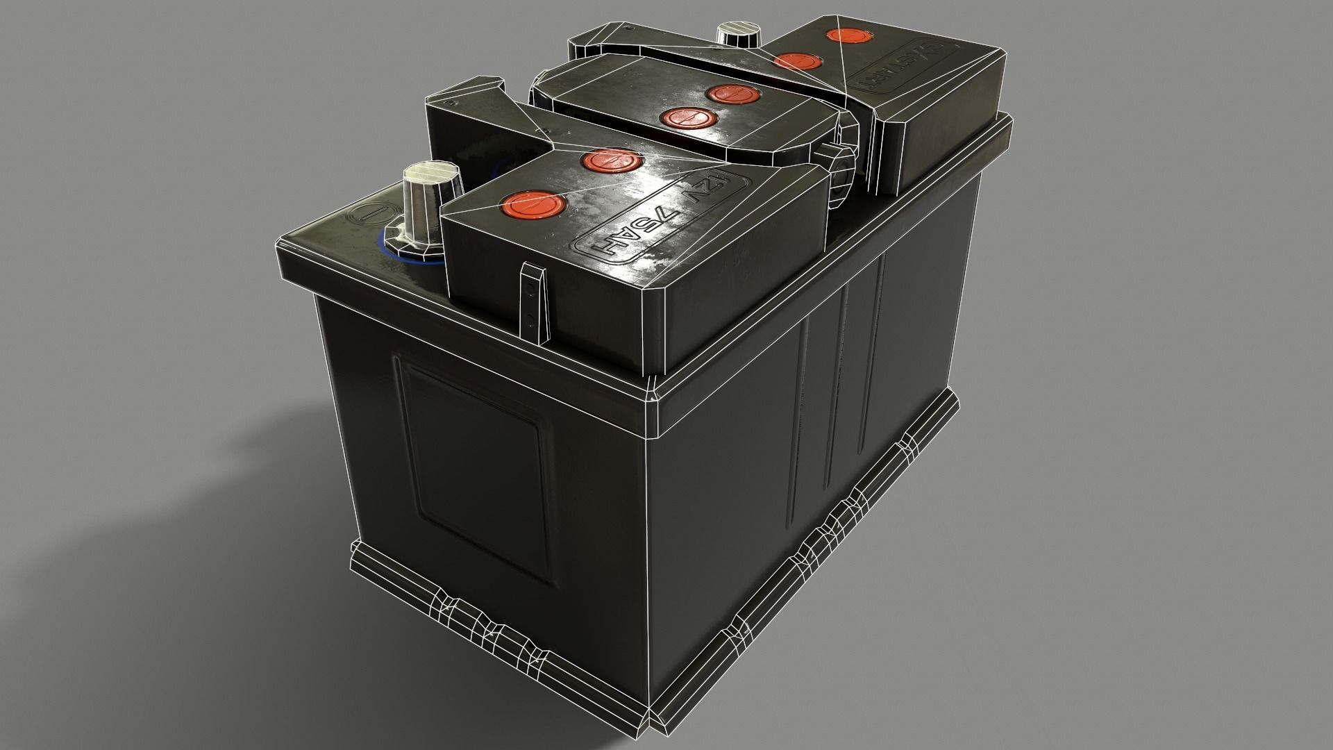 PBR Car Battery - Black Low-poly 3D model_20