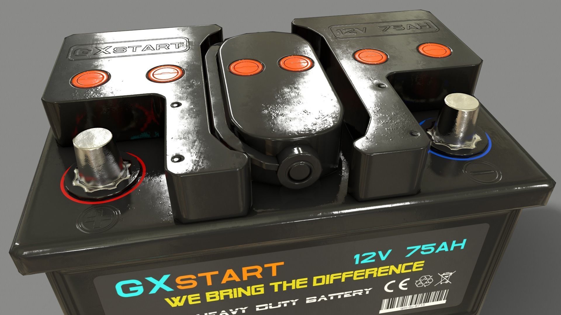 PBR Car Battery - Black Low-poly 3D model_10