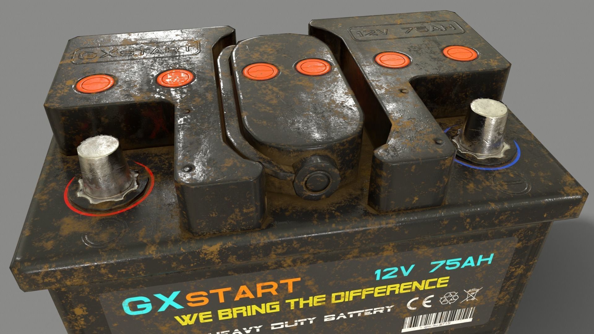 PBR Car Battery - Black Low-poly 3D model_11