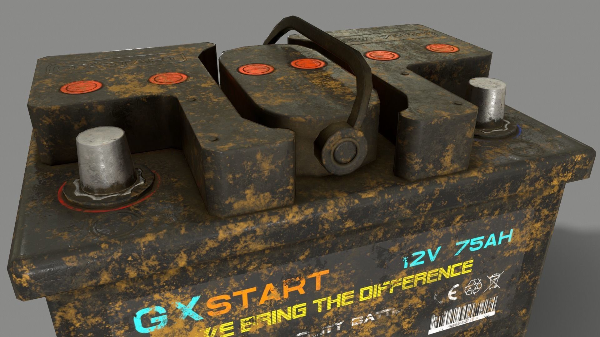 PBR Car Battery - Black Low-poly 3D model_9