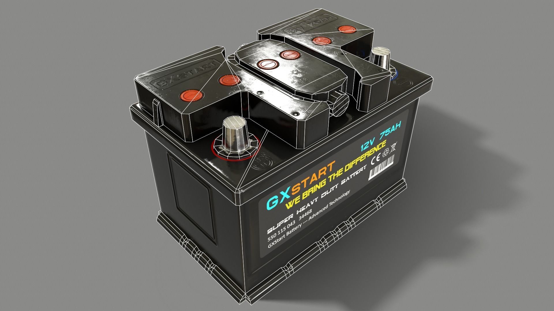 PBR Car Battery - Black Low-poly 3D model_19