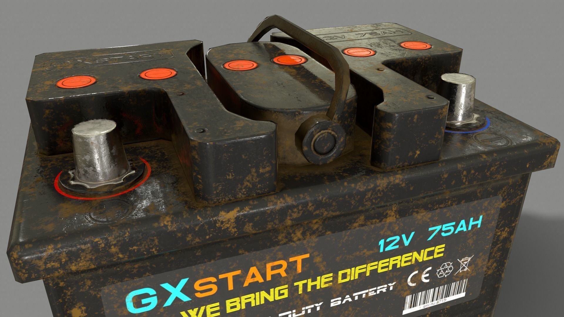 PBR Car Battery - Black Low-poly 3D model_8