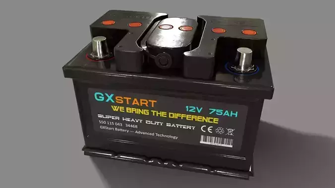 PBR Car Battery - Black Low-poly 3D model