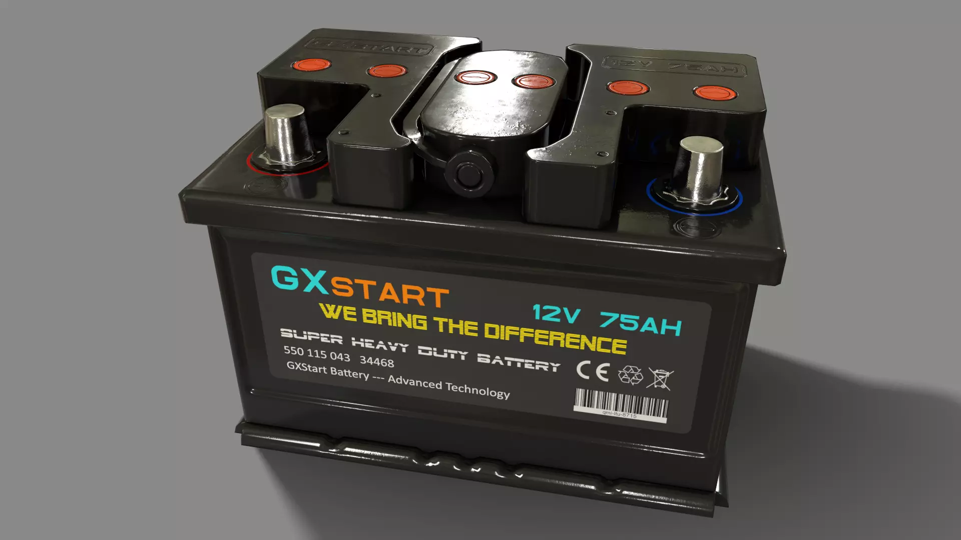 PBR Car Battery - Black Low-poly 3D model_0