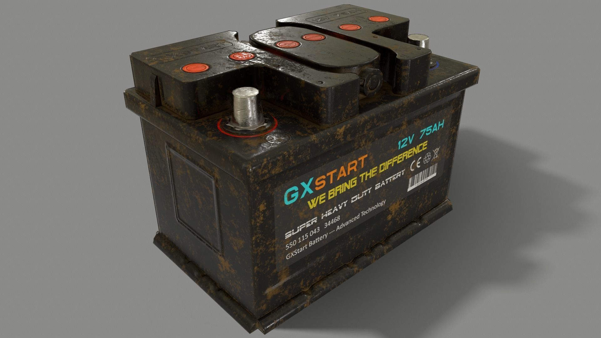 PBR Car Battery - Black Low-poly 3D model_5