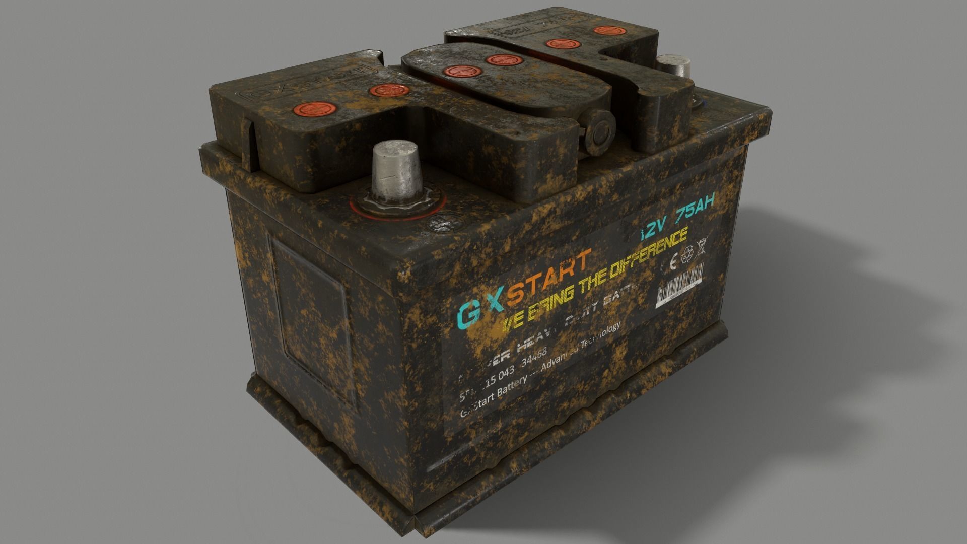 PBR Car Battery - Black Low-poly 3D model_6