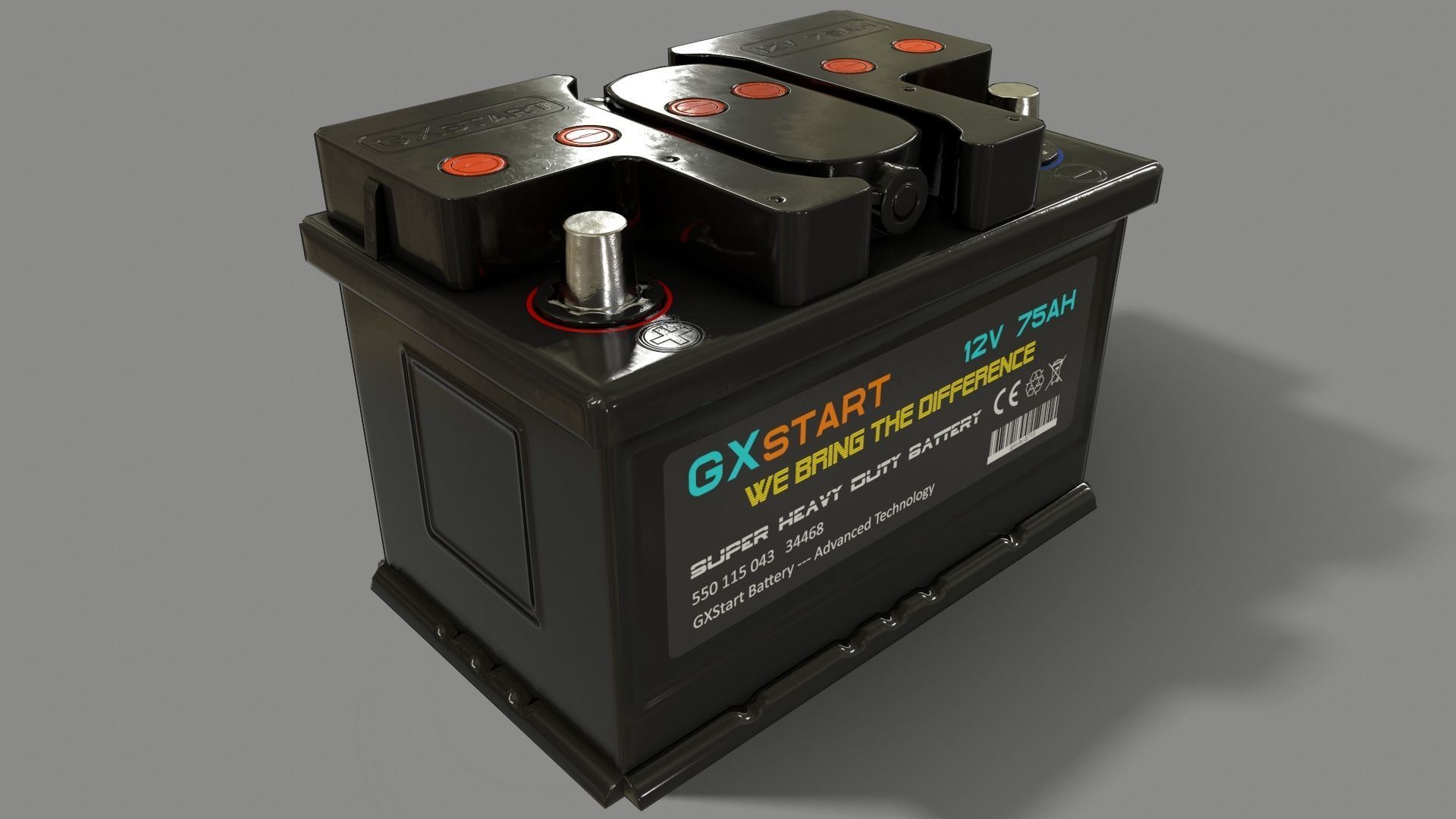 PBR Car Battery - Black Low-poly 3D model_4