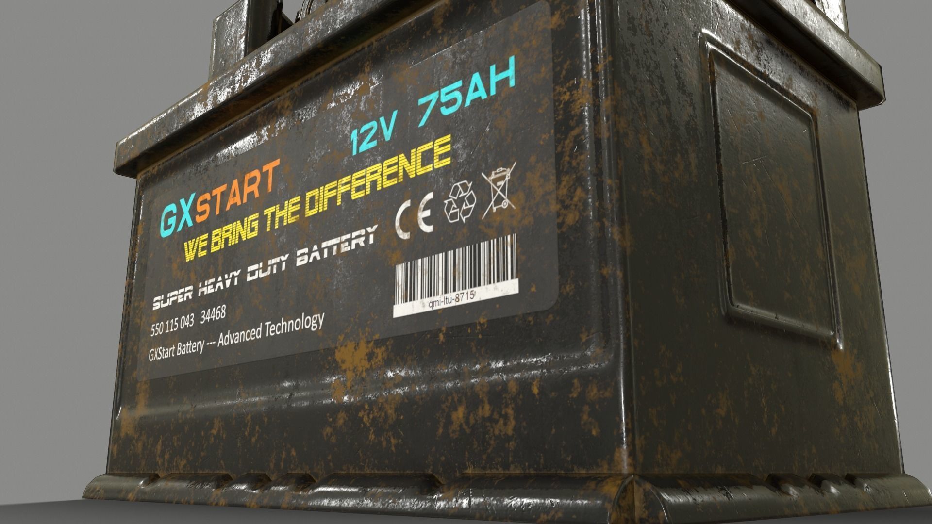 PBR Car Battery - Black Low-poly 3D model_17