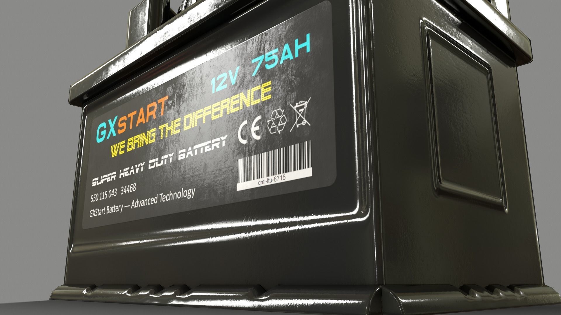 PBR Car Battery - Black Low-poly 3D model_16