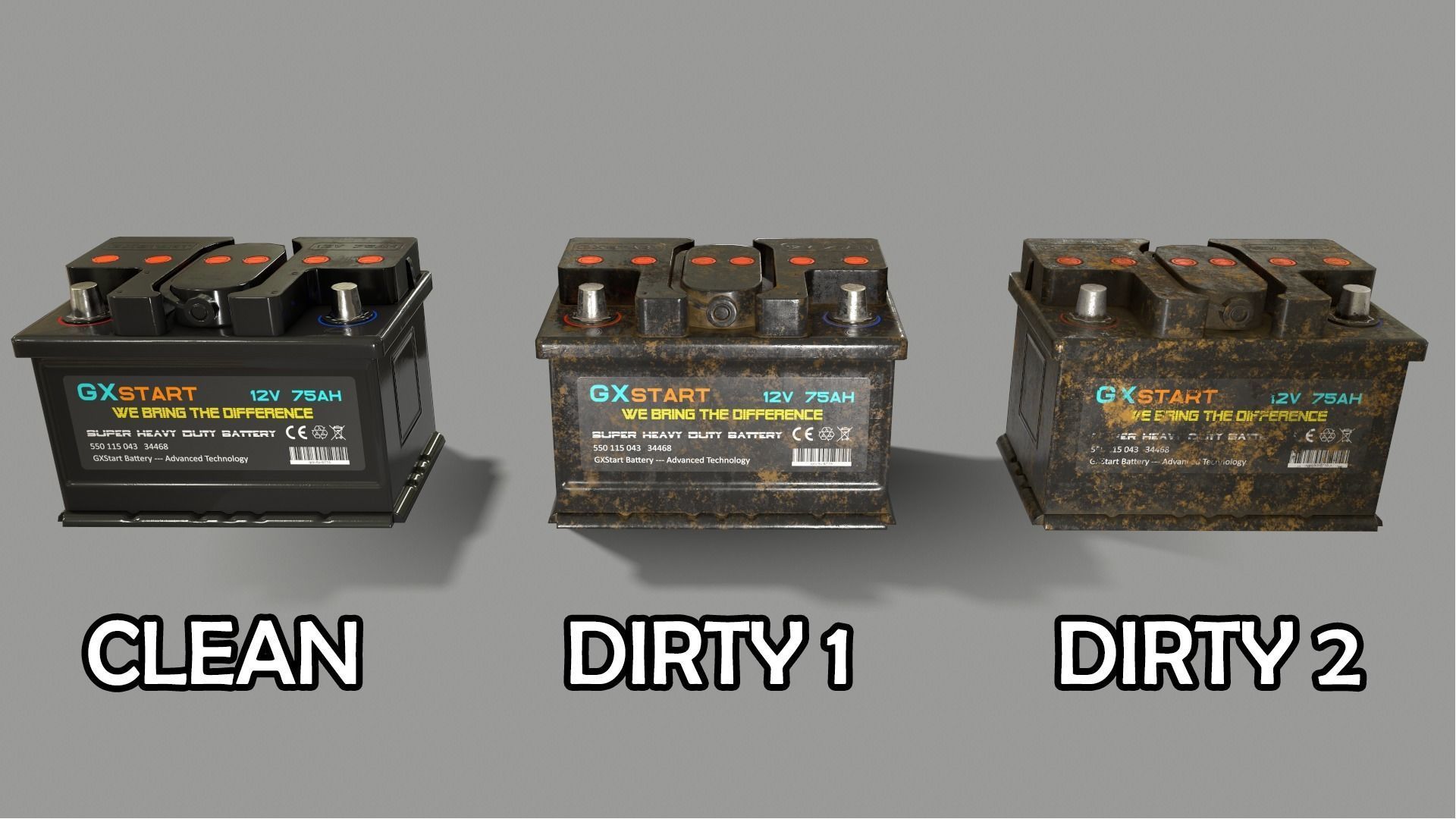 PBR Car Battery - Black Low-poly 3D model_3