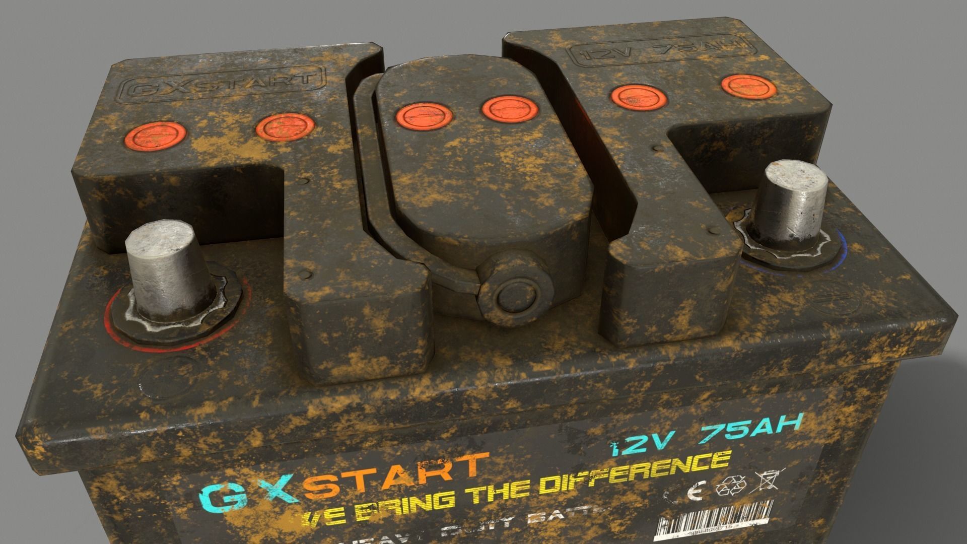 PBR Car Battery - Black Low-poly 3D model_12