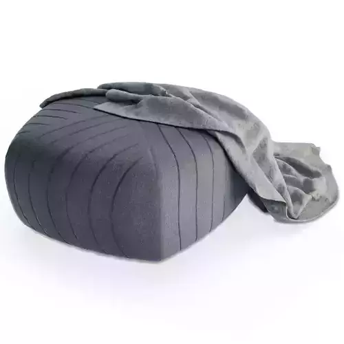 Grey Pouffe and Blanket