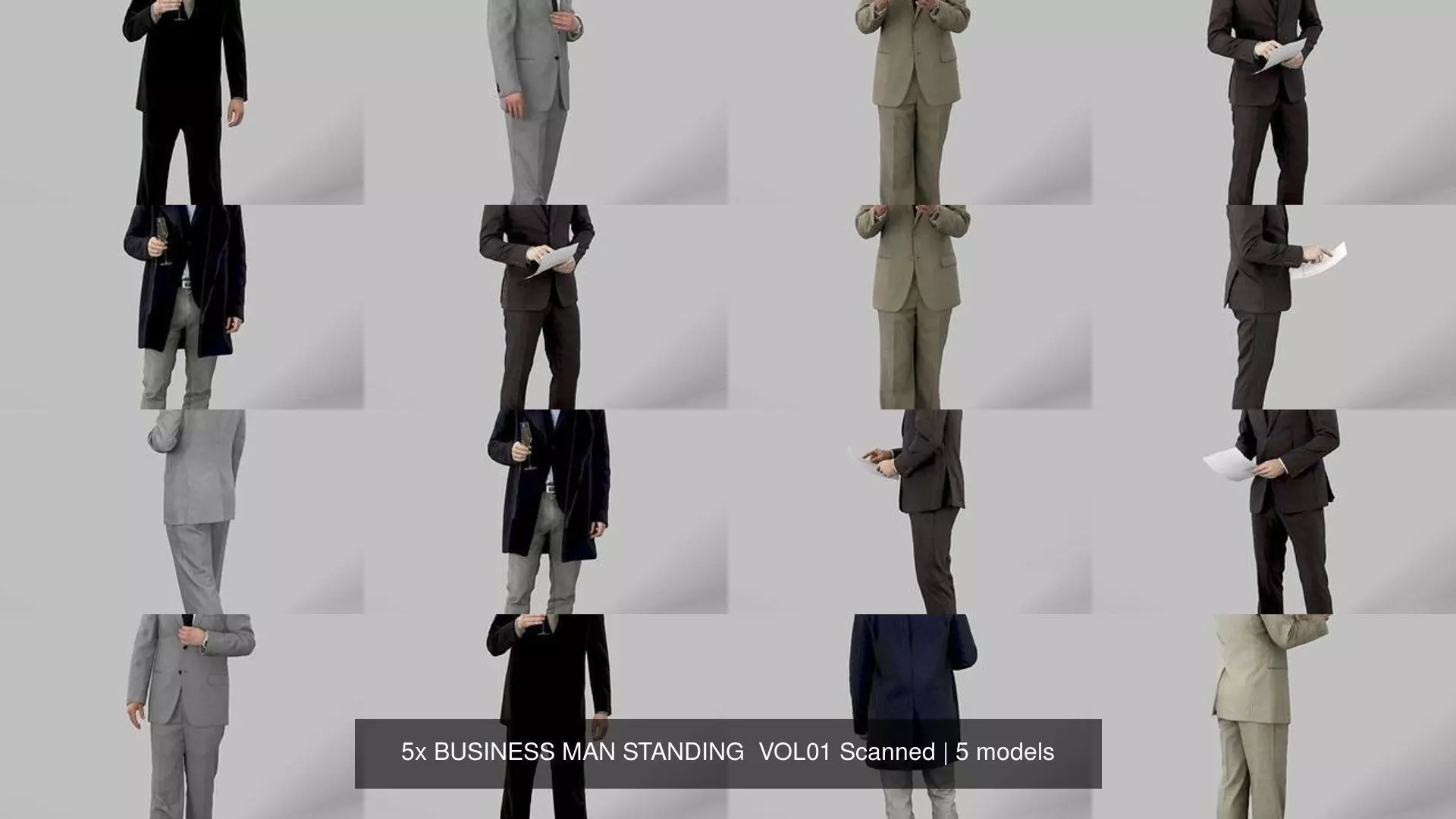 5x BUSINESS MAN STANDING  VOL01 Scanned 3D Model Collection_0