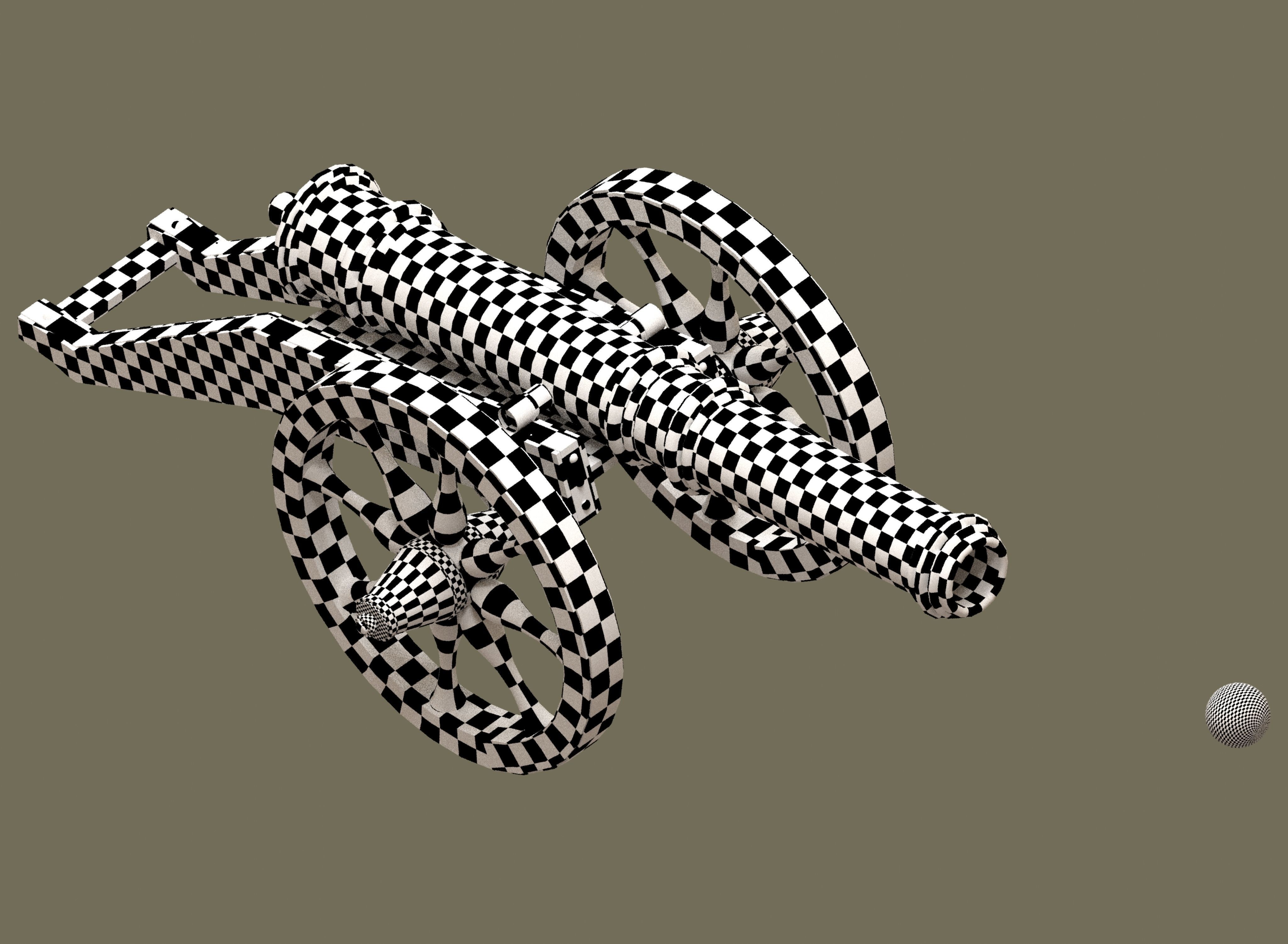 Medieval cannon Low-poly 3D model_26