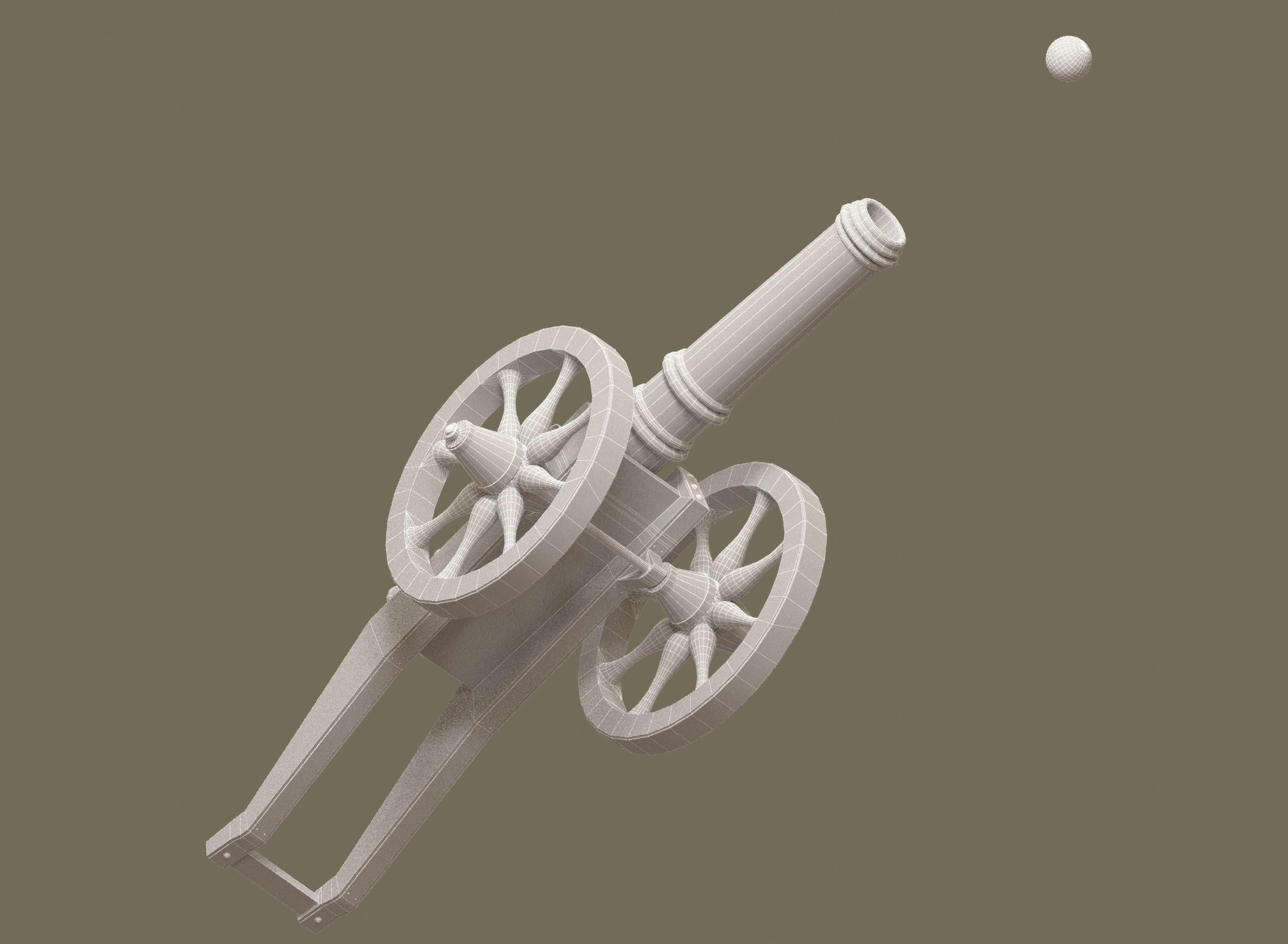 Medieval cannon Low-poly 3D model_19