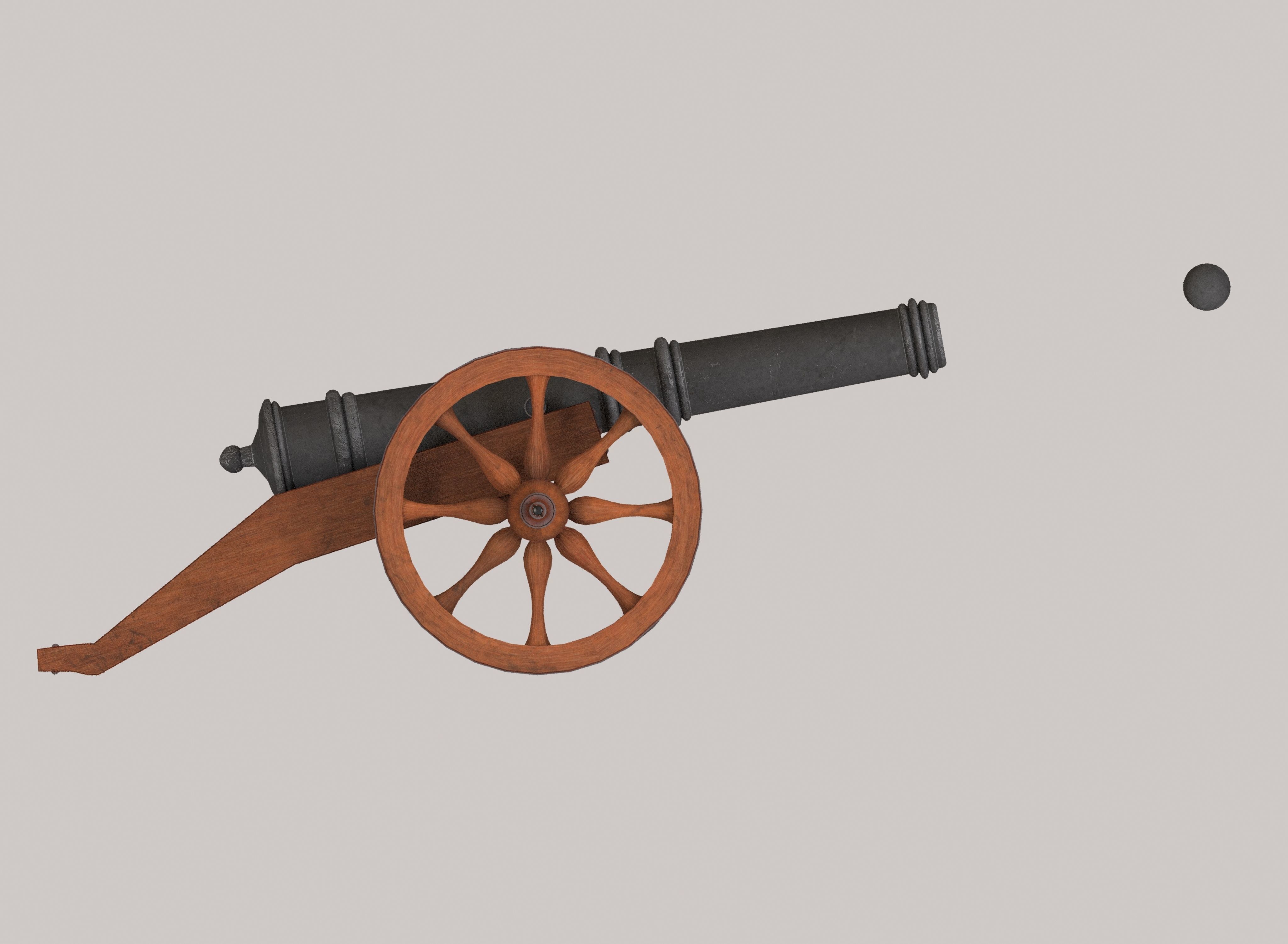 Medieval cannon Low-poly 3D model_2