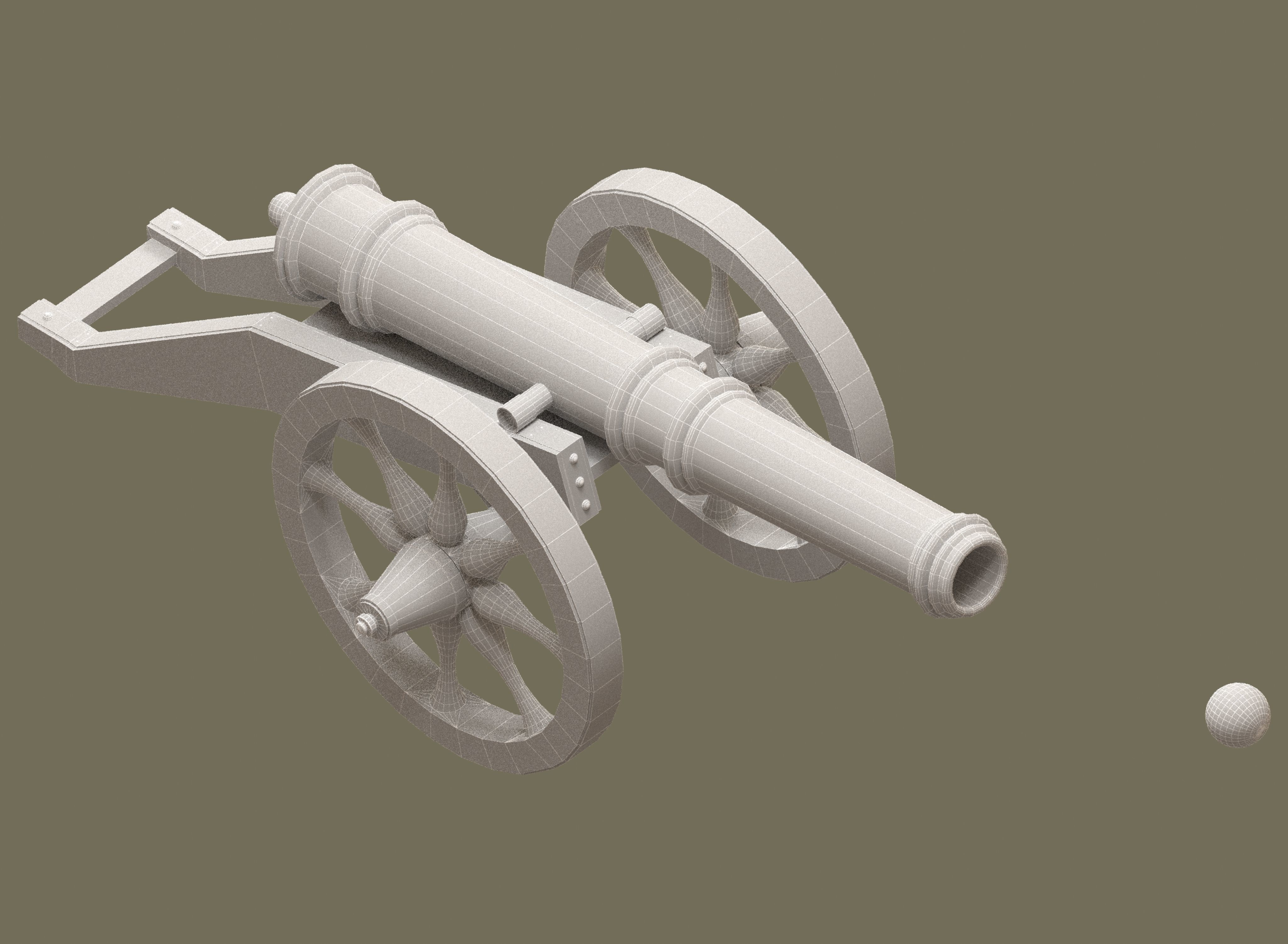 Medieval cannon Low-poly 3D model_25