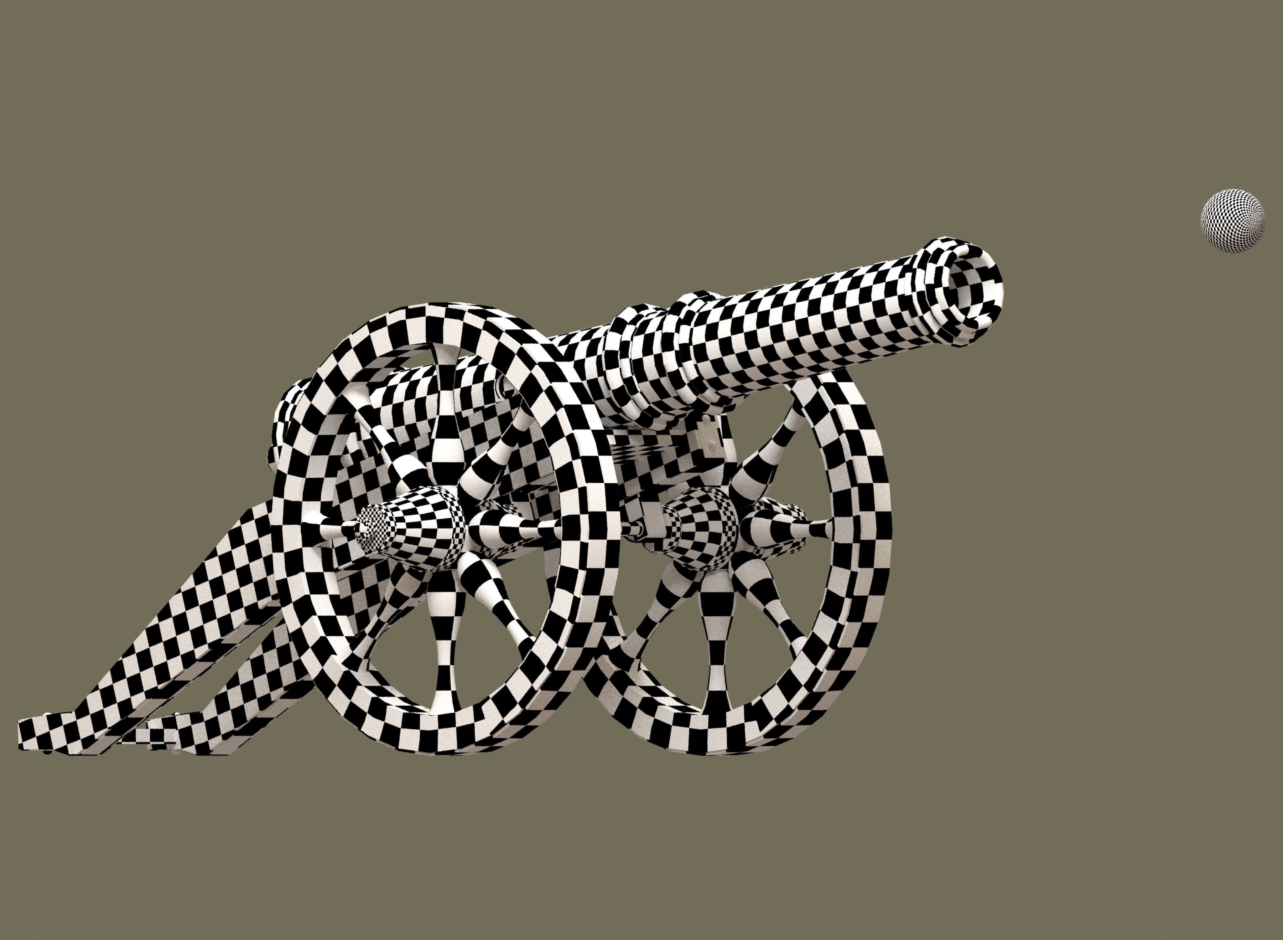 Medieval cannon Low-poly 3D model_27