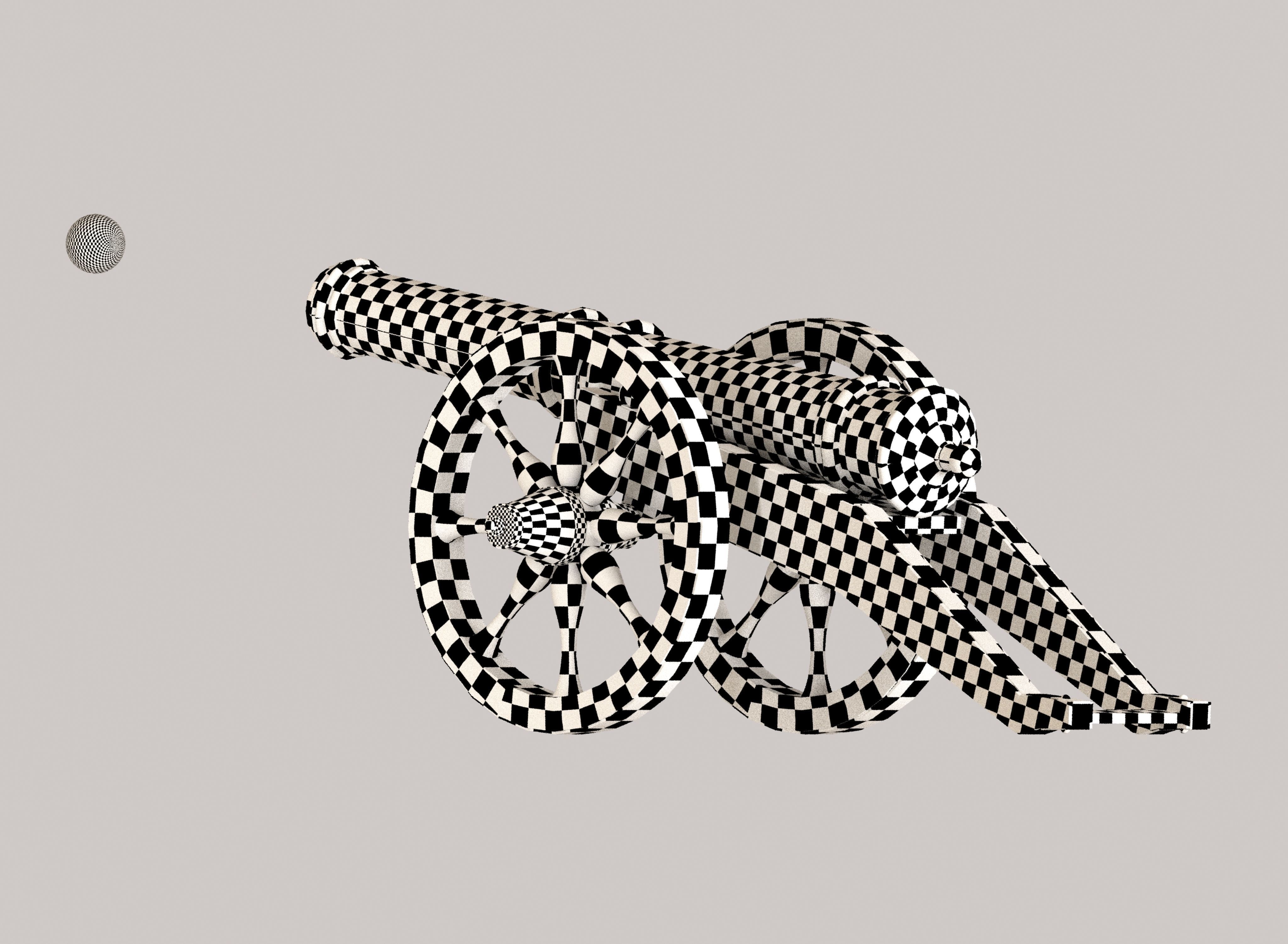 Medieval cannon Low-poly 3D model_33