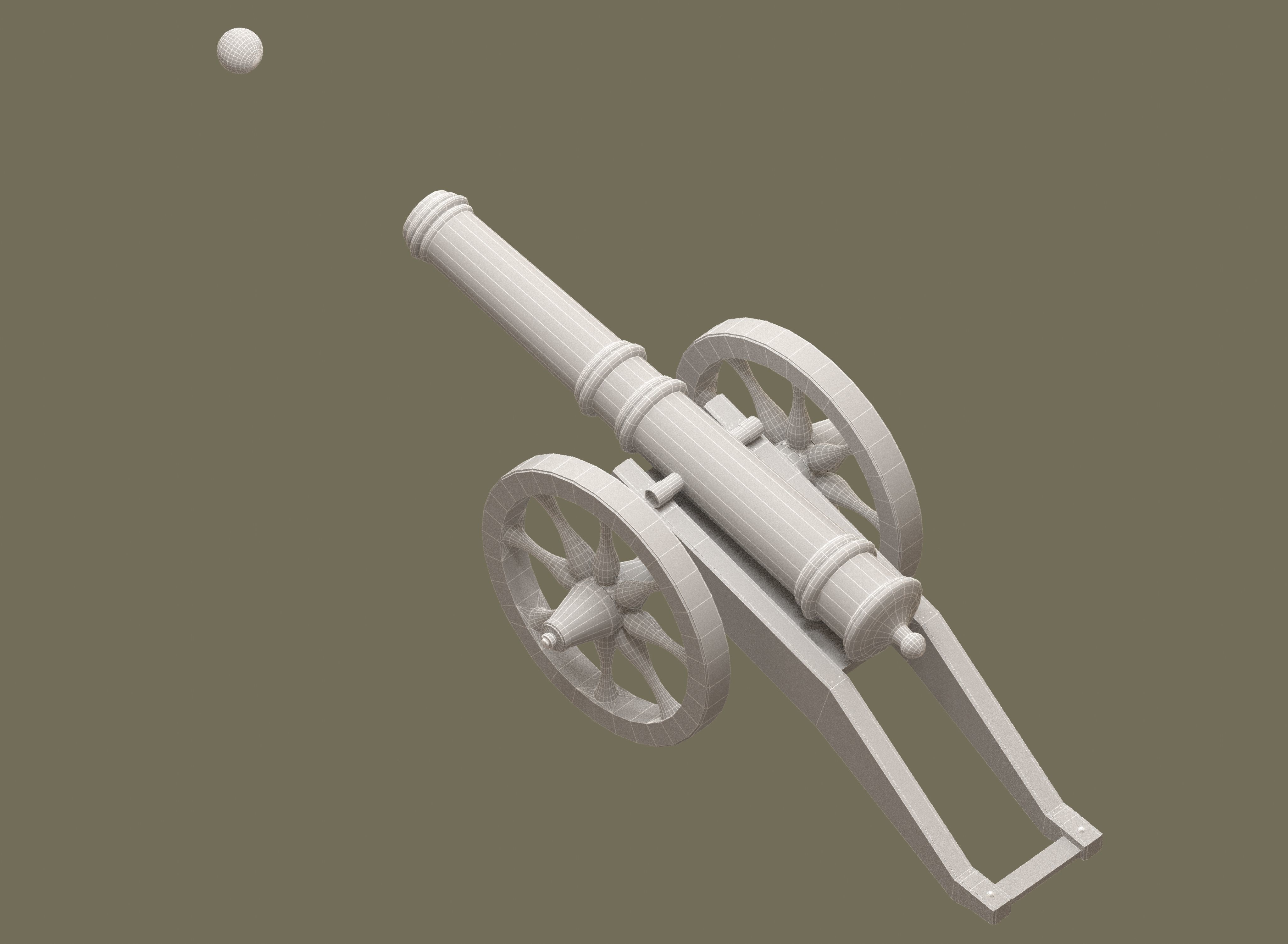 Medieval cannon Low-poly 3D model_17