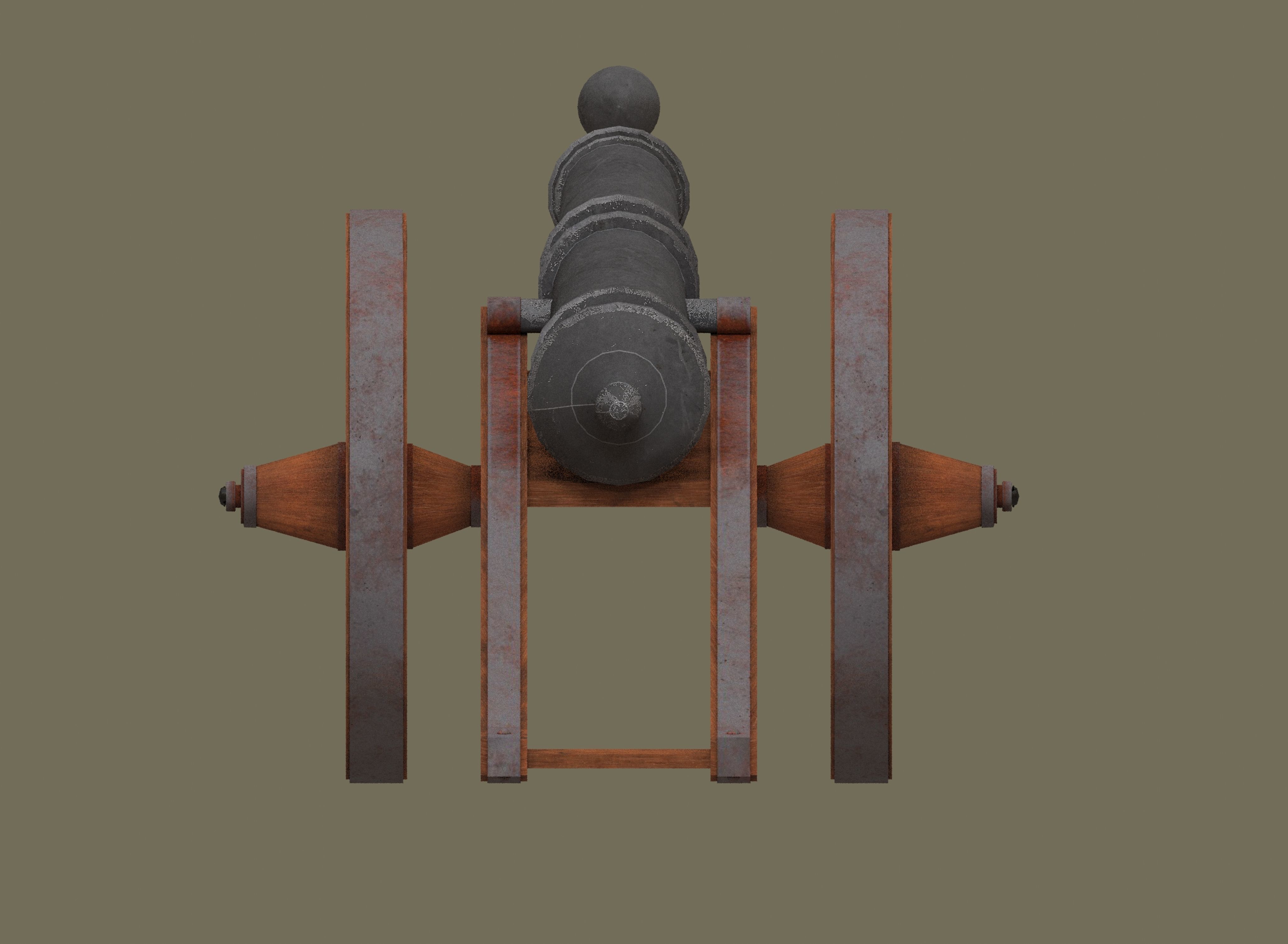 Medieval cannon Low-poly 3D model_11