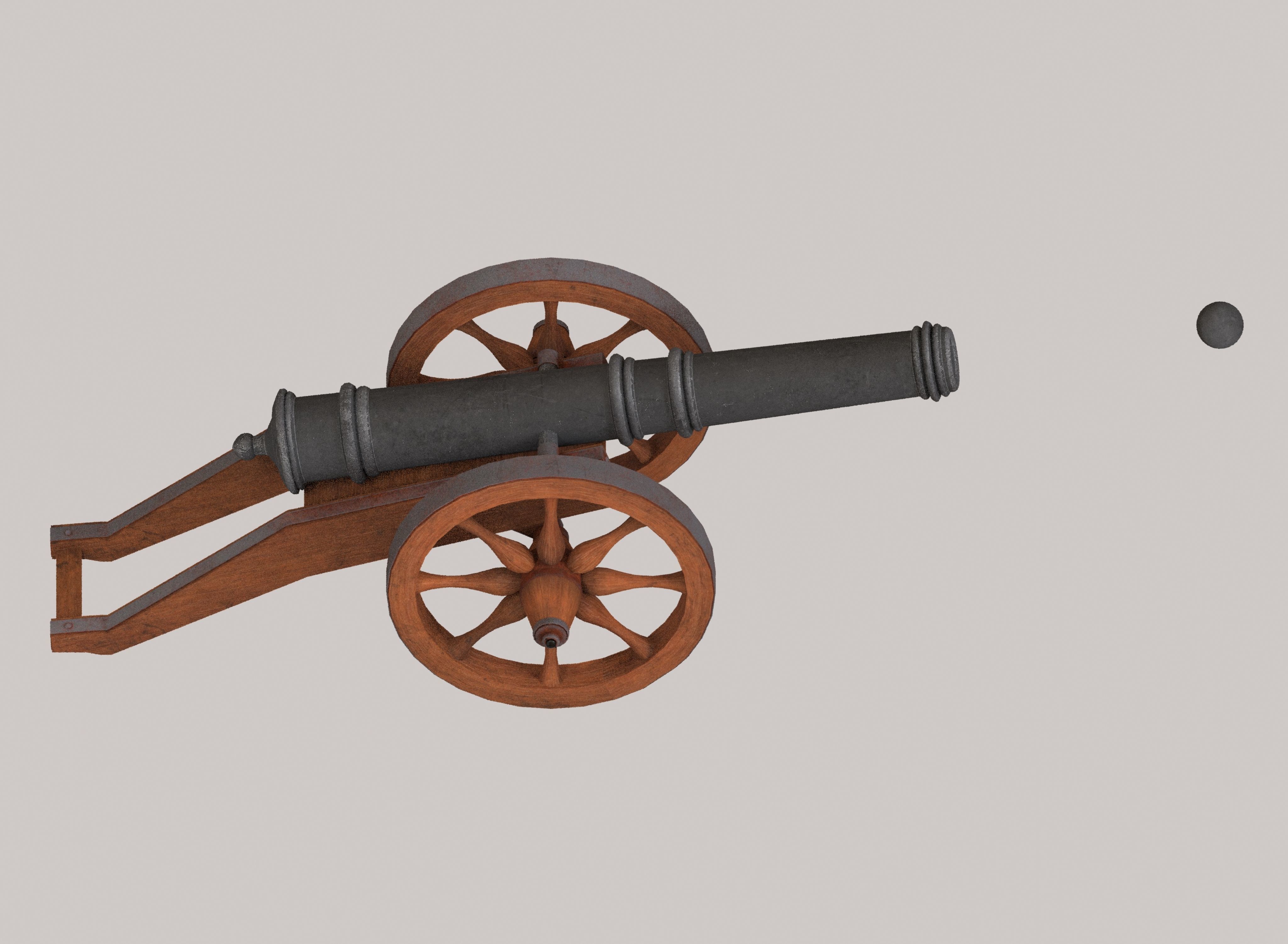 Medieval cannon Low-poly 3D model_3