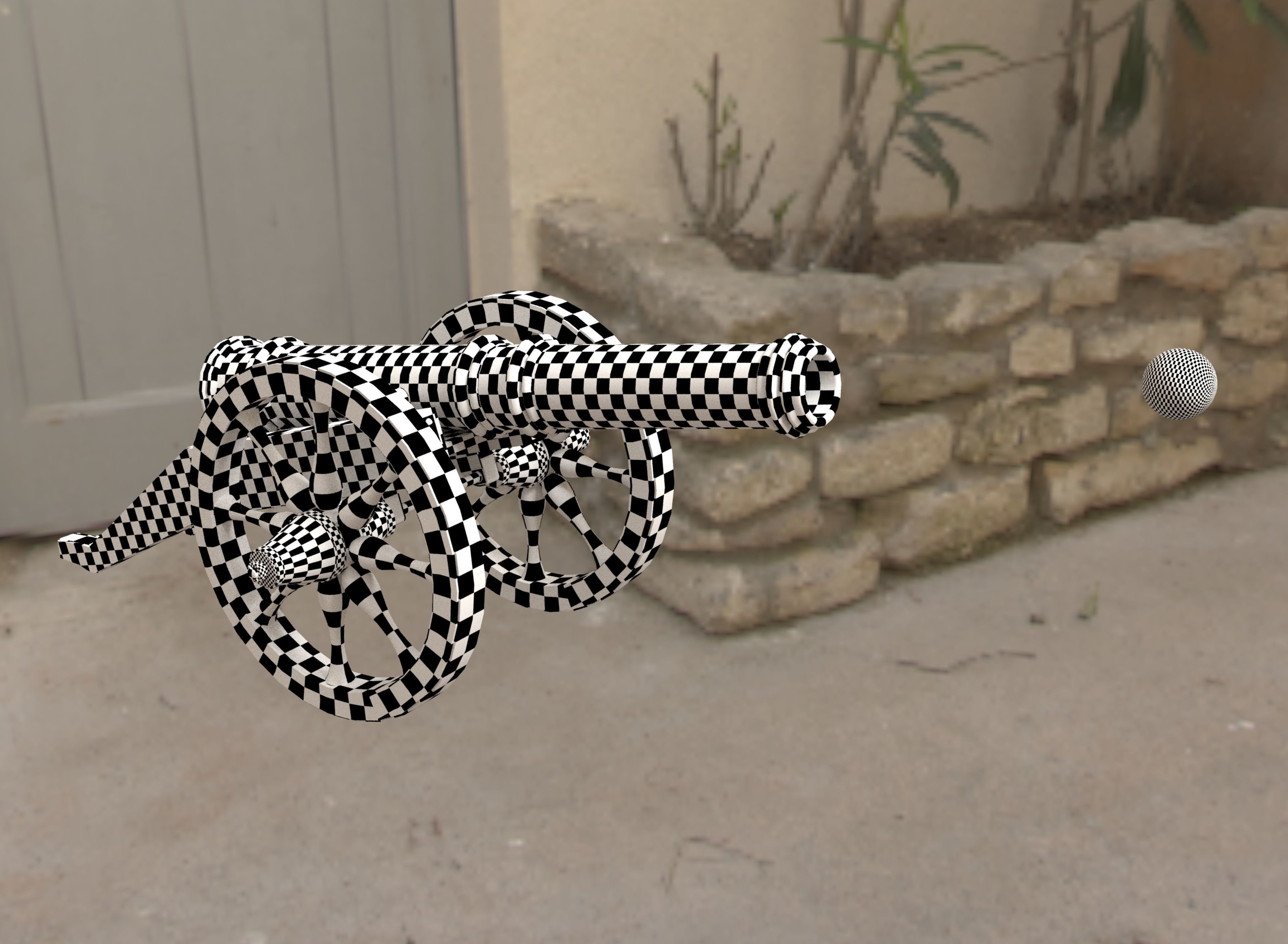 Medieval cannon Low-poly 3D model_35