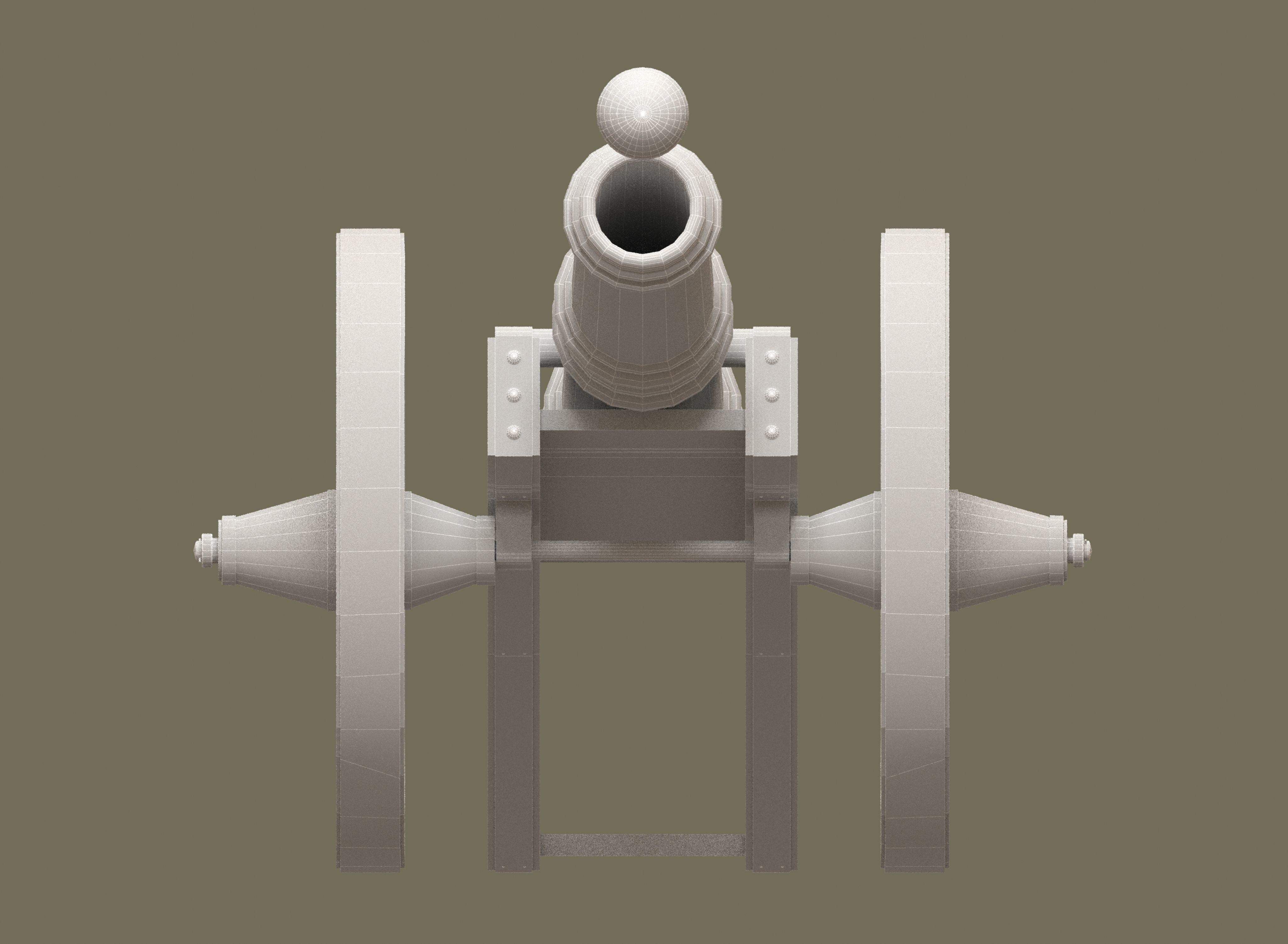 Medieval cannon Low-poly 3D model_15