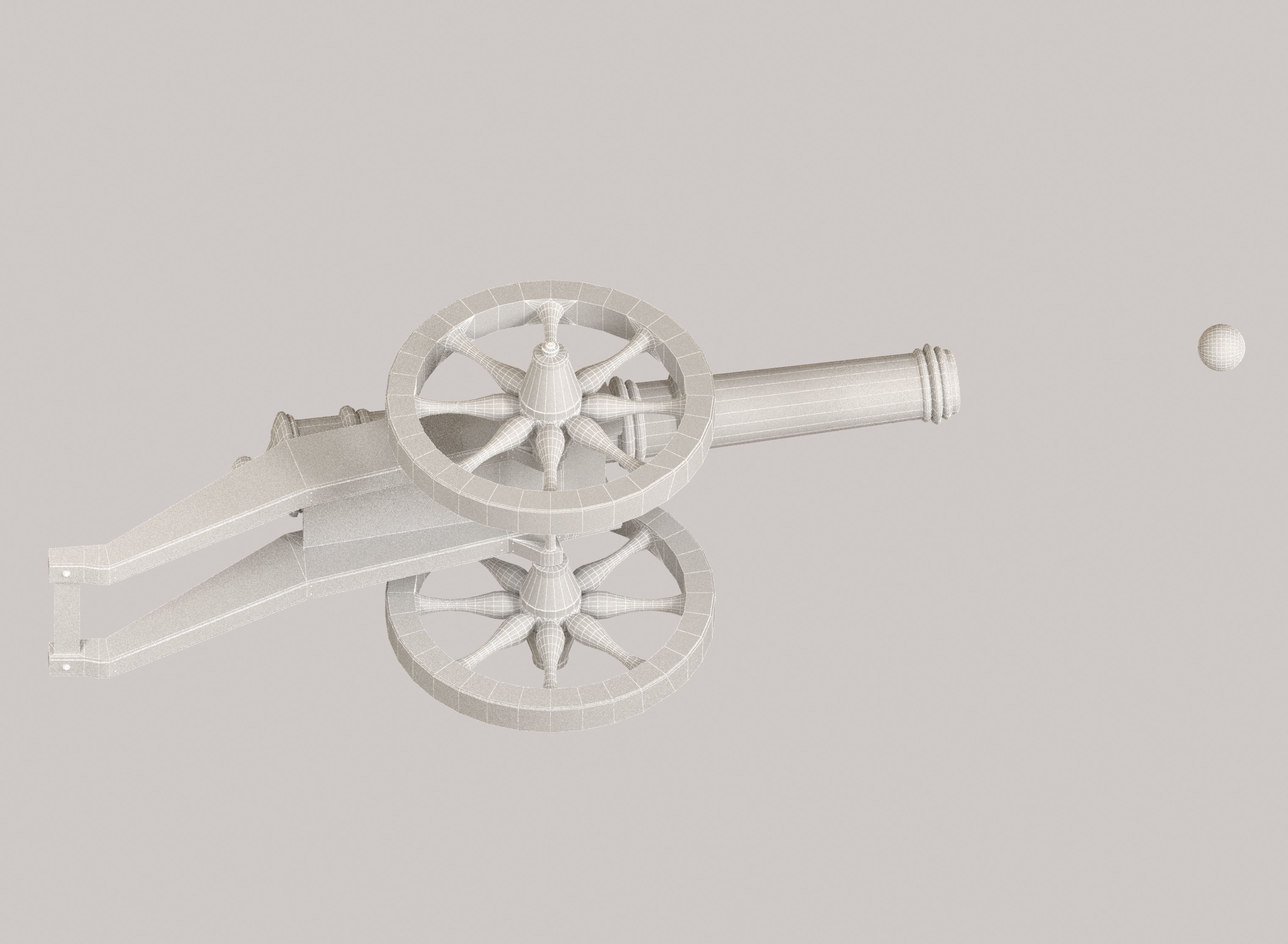 Medieval cannon Low-poly 3D model_21