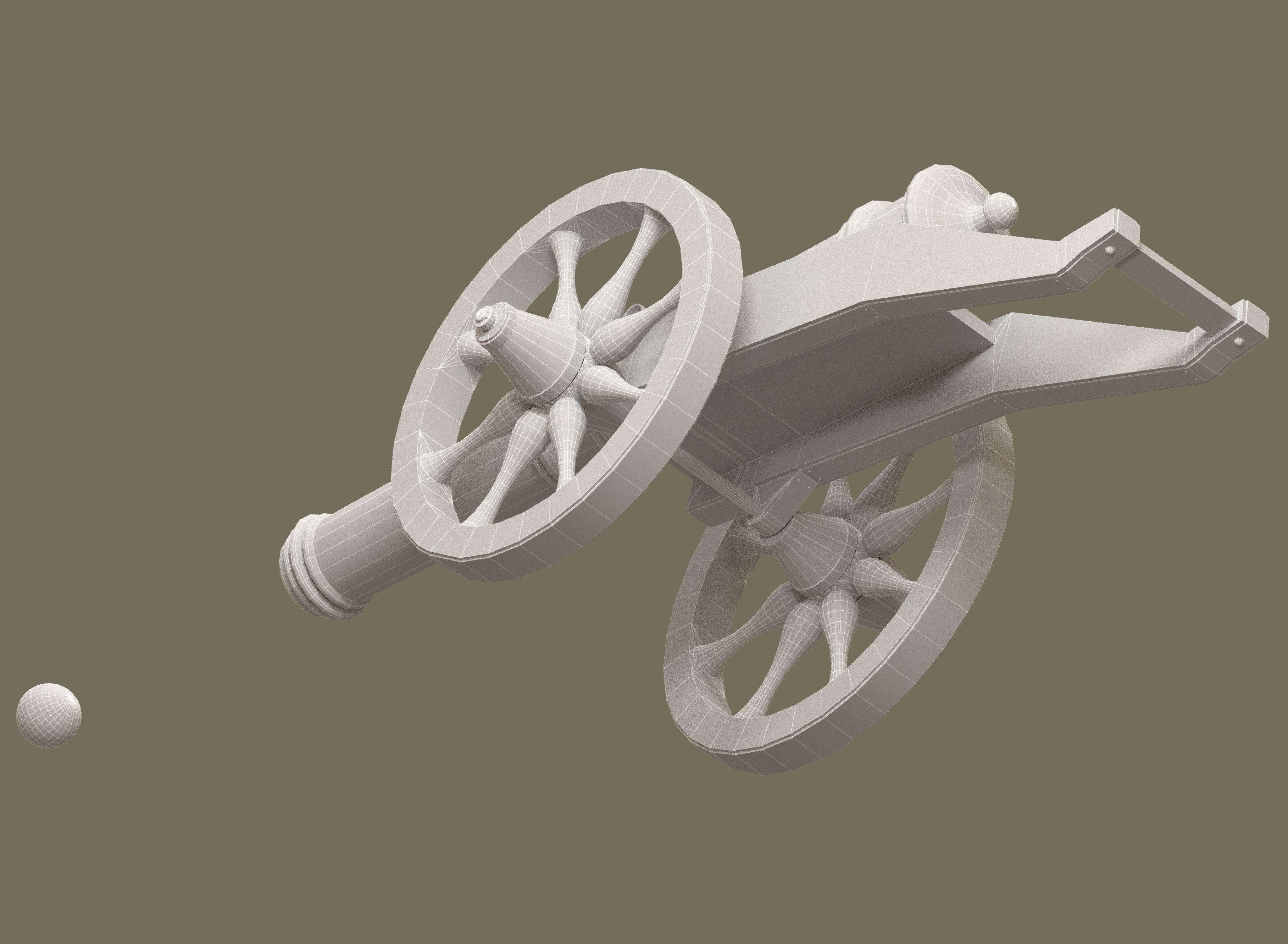 Medieval cannon Low-poly 3D model_16