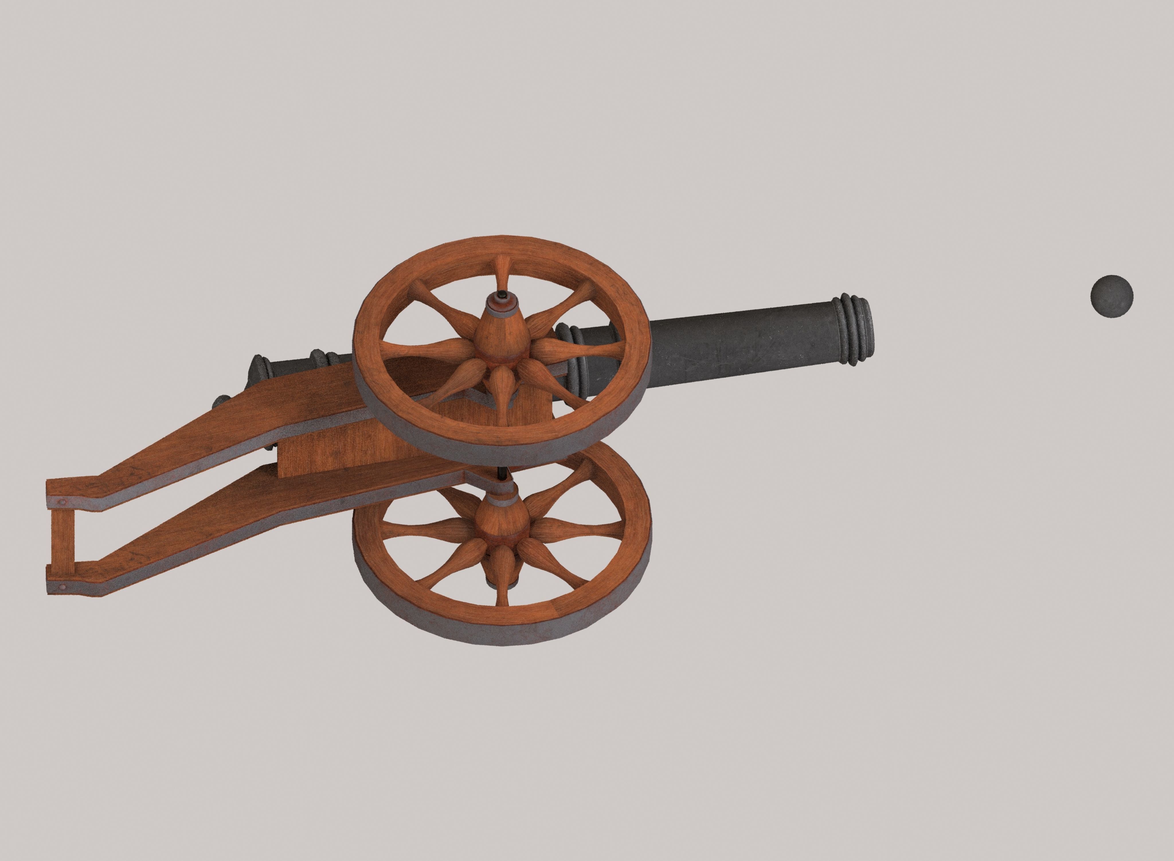 Medieval cannon Low-poly 3D model_4