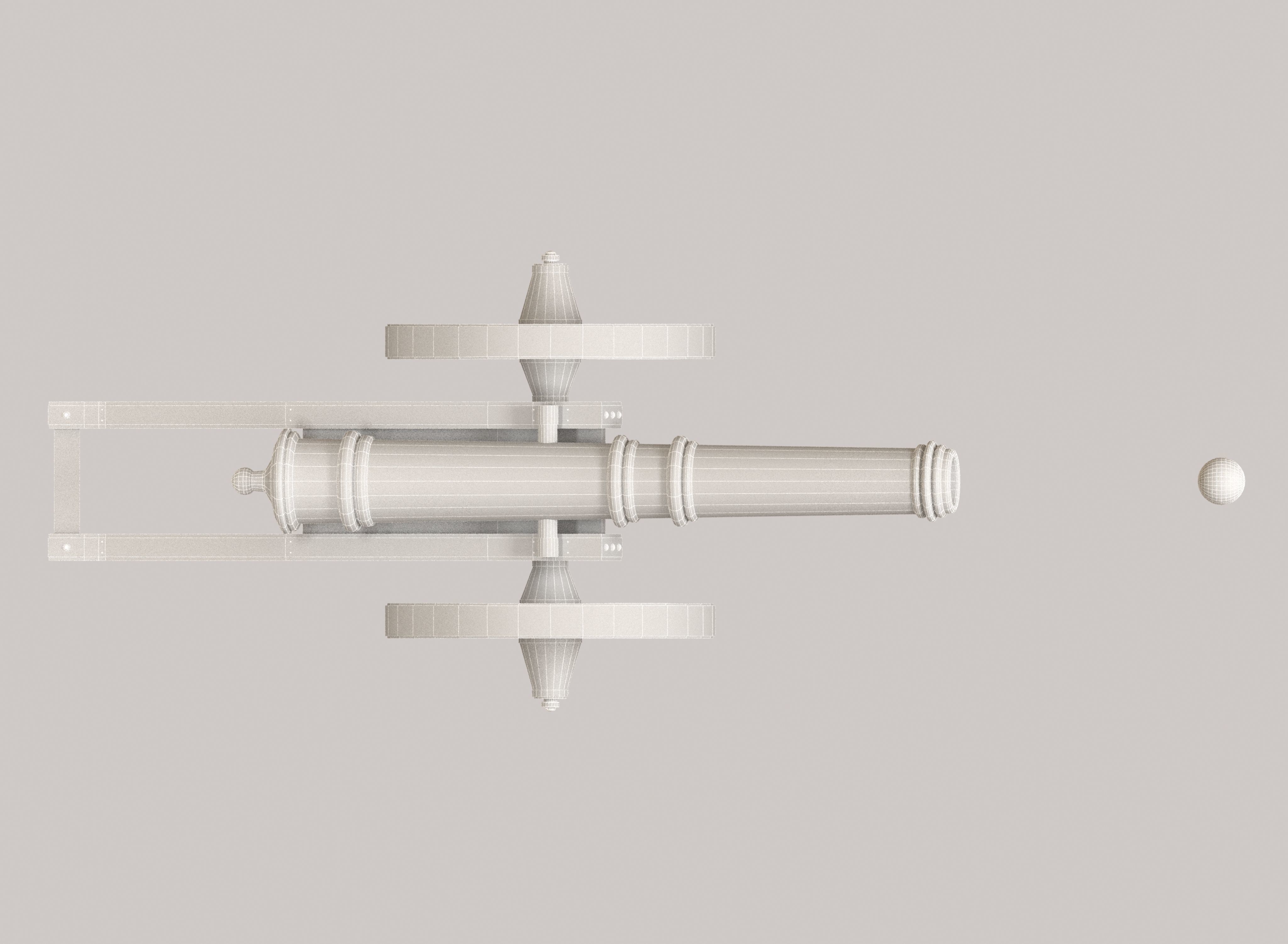 Medieval cannon Low-poly 3D model_20