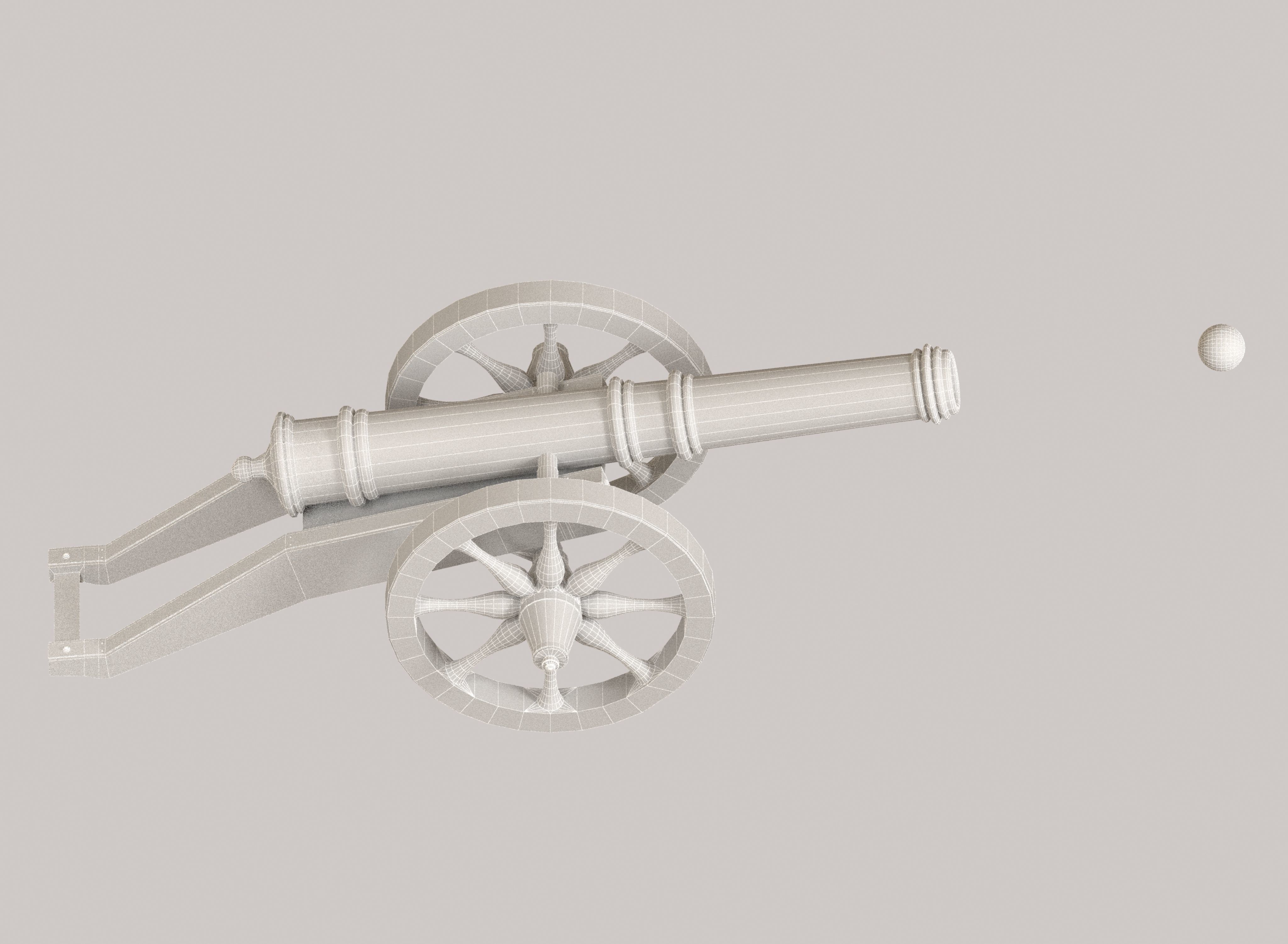 Medieval cannon Low-poly 3D model_22