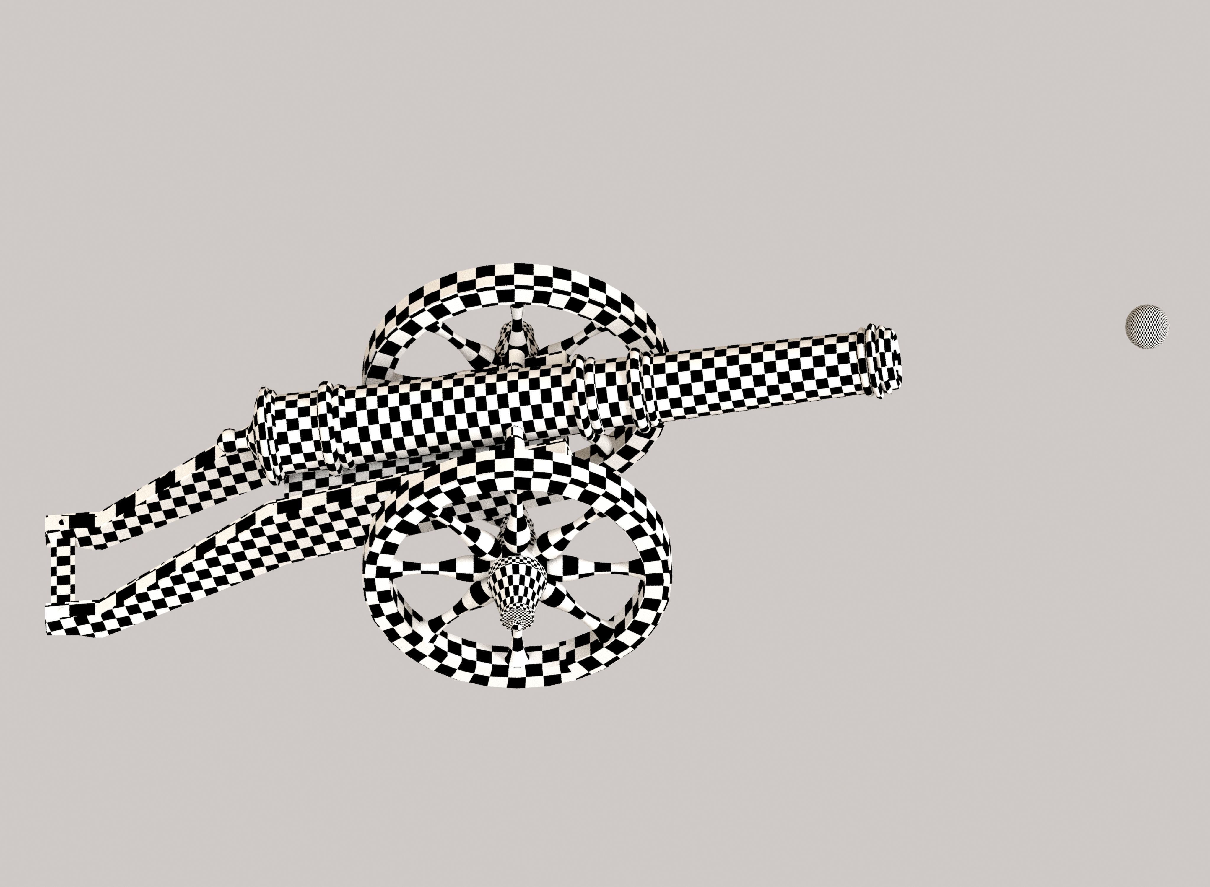 Medieval cannon Low-poly 3D model_29