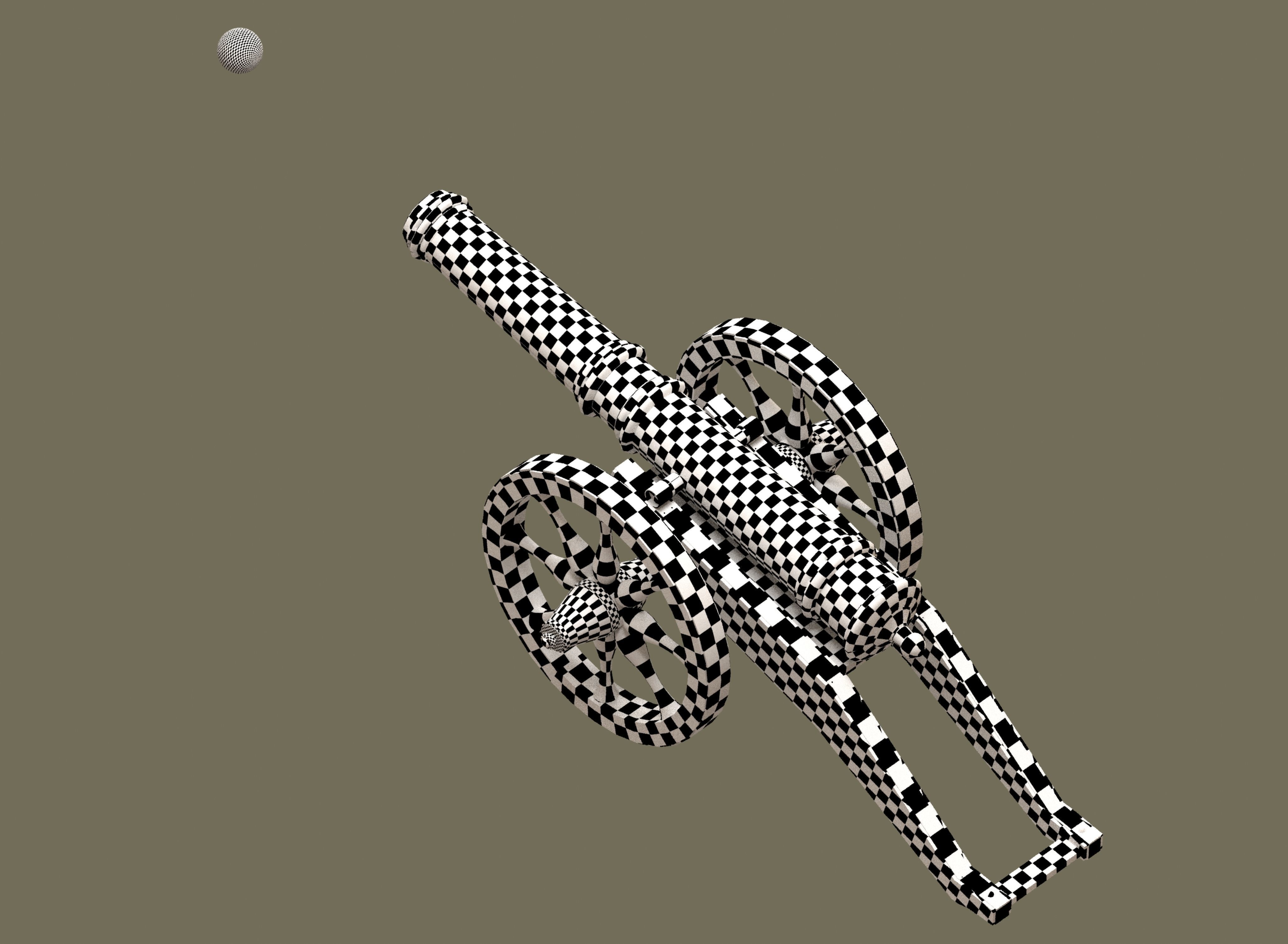 Medieval cannon Low-poly 3D model_34