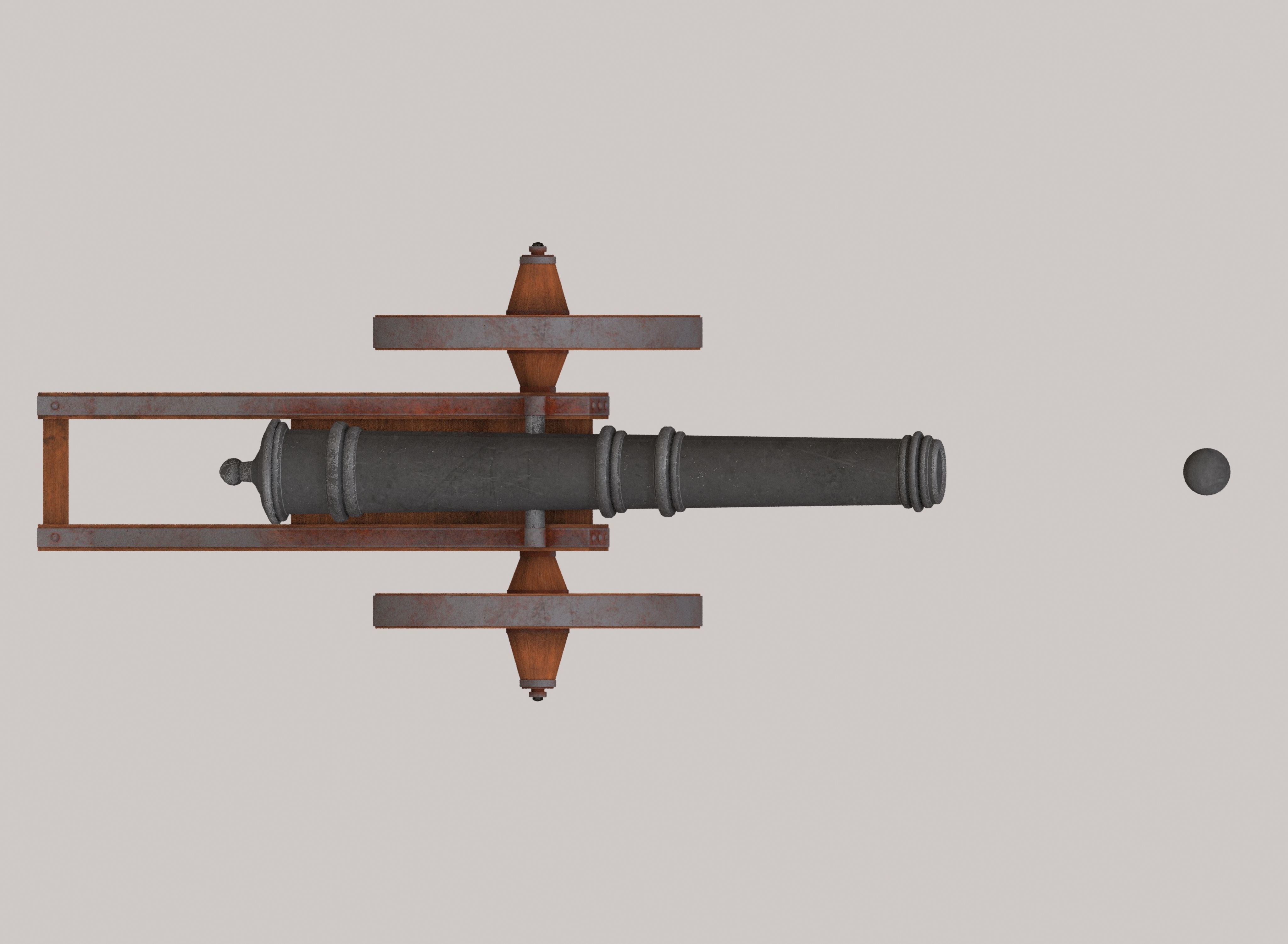 Medieval cannon Low-poly 3D model_5