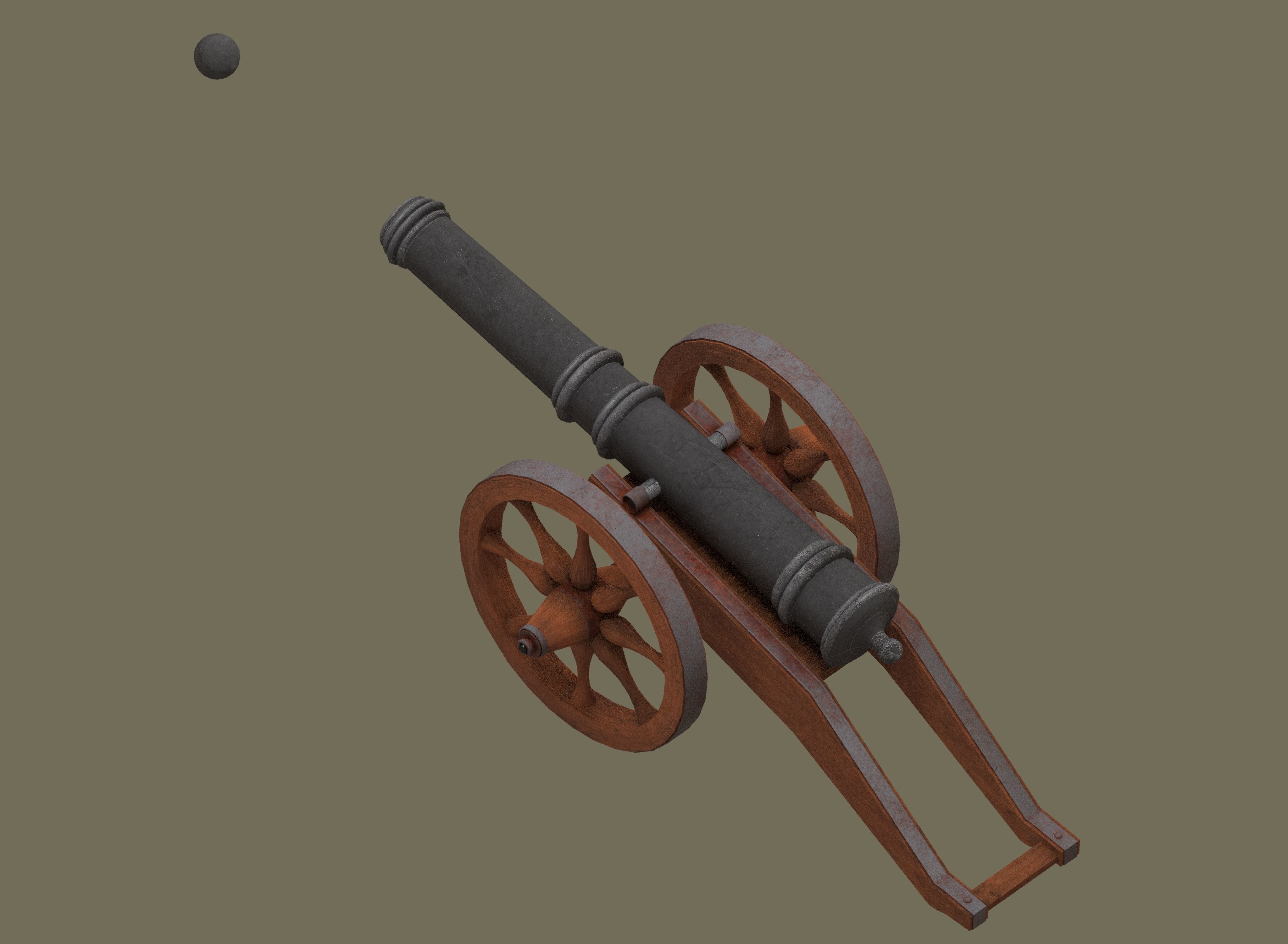 Medieval cannon Low-poly 3D model_8