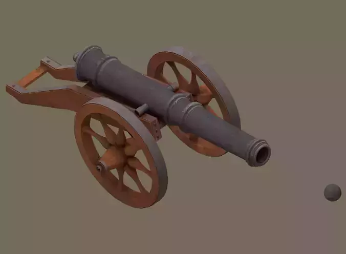 Medieval cannon Low-poly 3D model