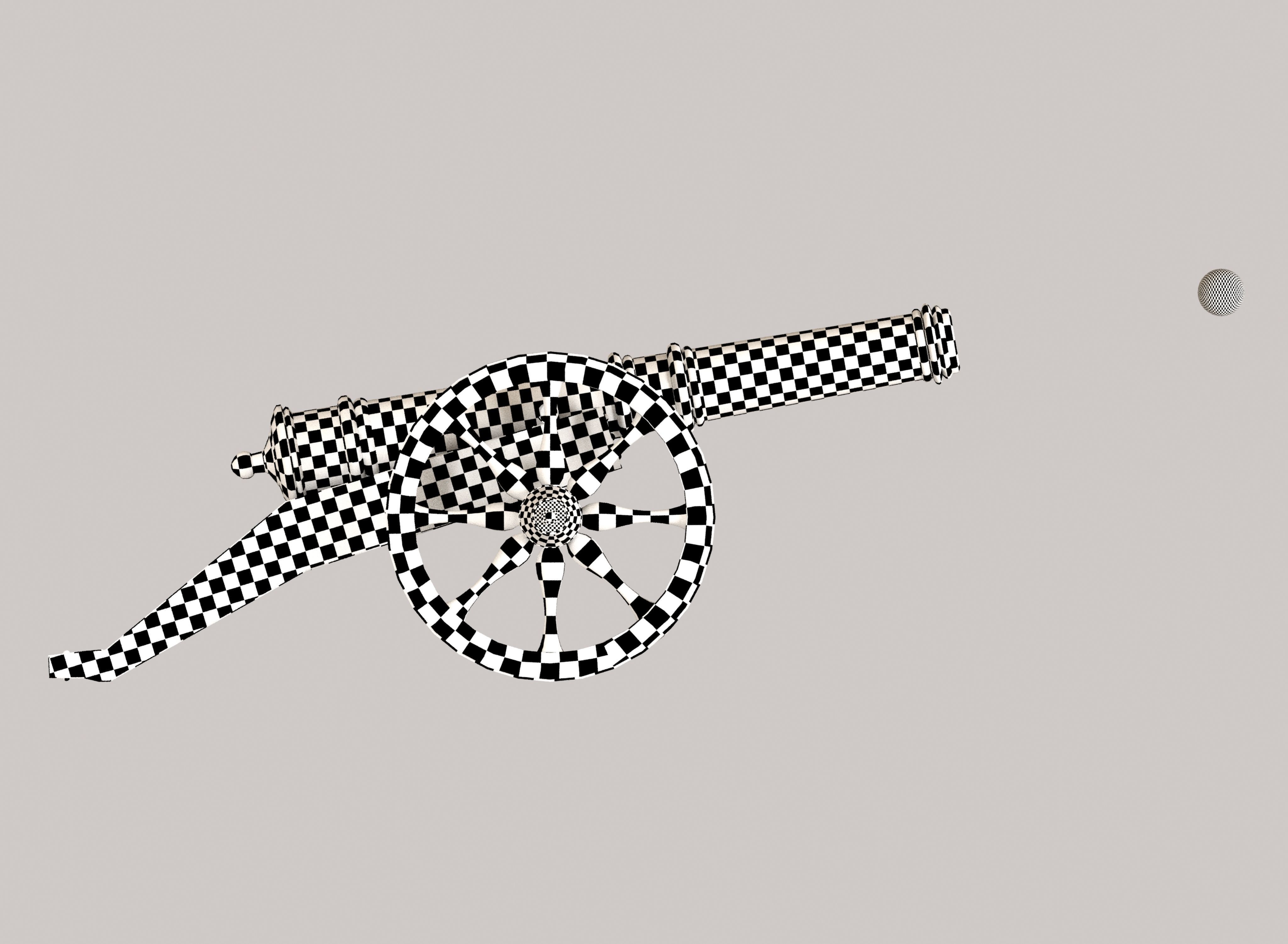 Medieval cannon Low-poly 3D model_28