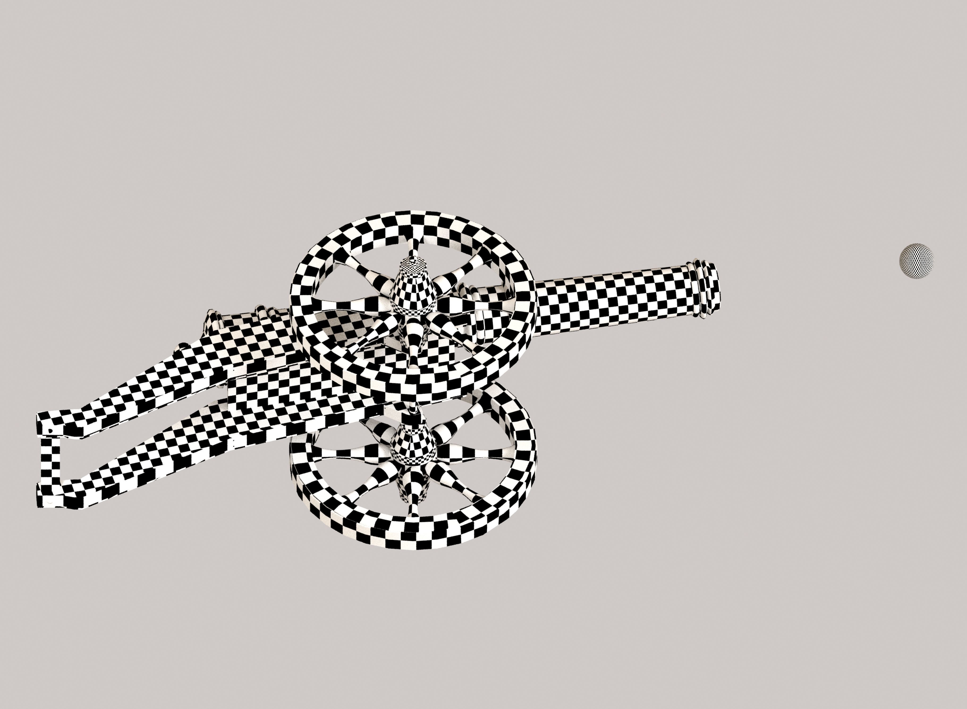 Medieval cannon Low-poly 3D model_30