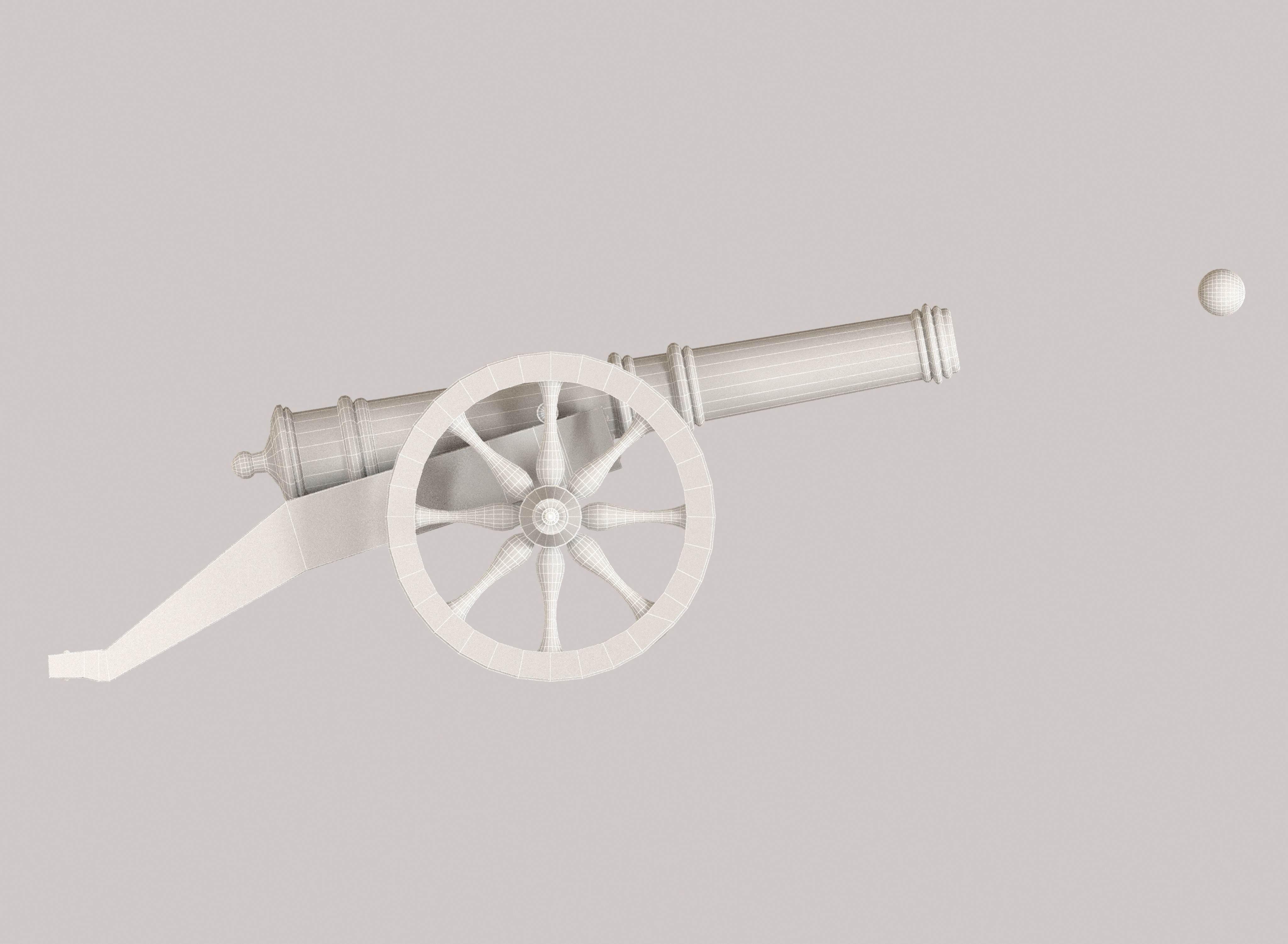 Medieval cannon Low-poly 3D model_23