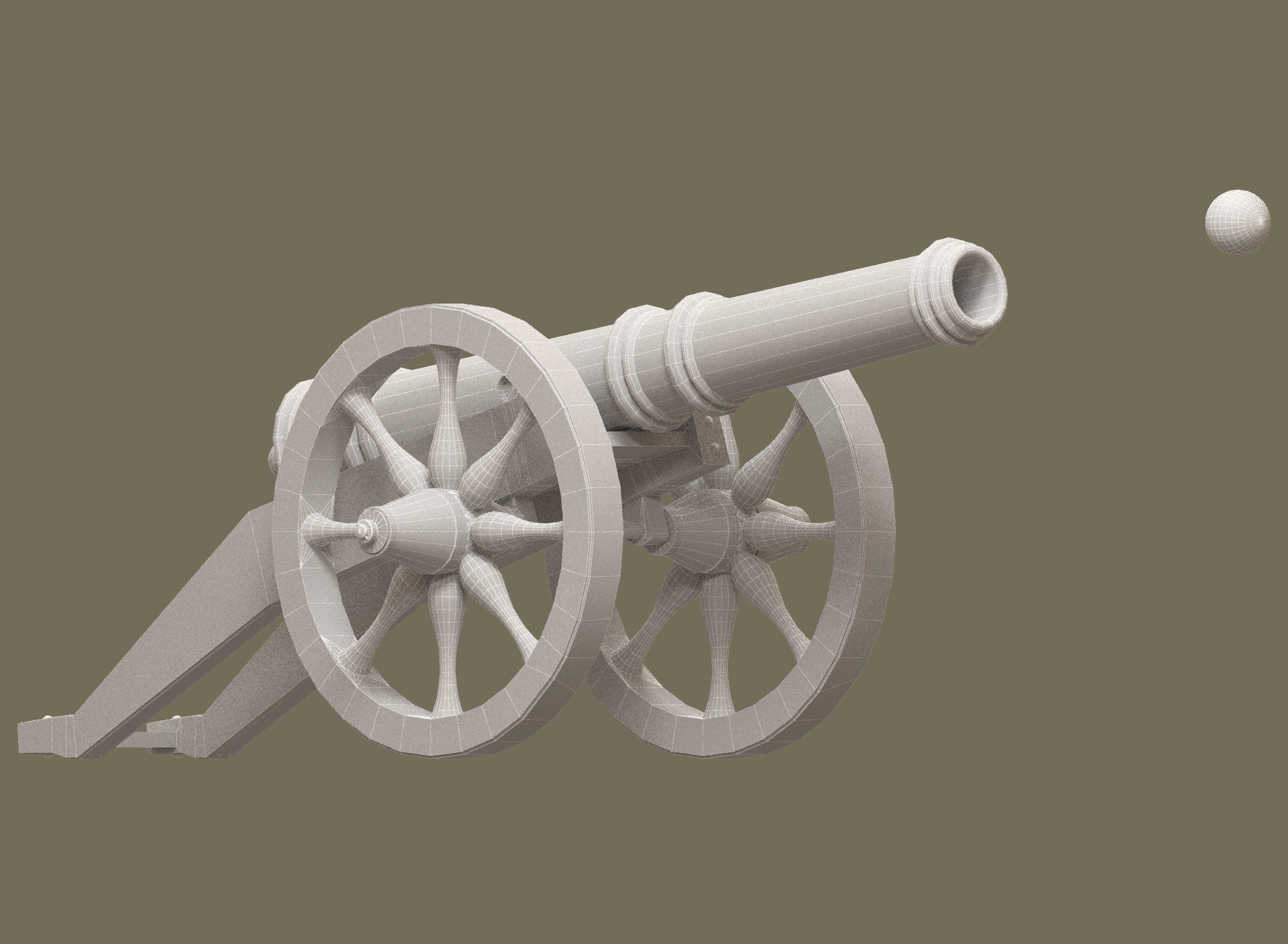 Medieval cannon Low-poly 3D model_24