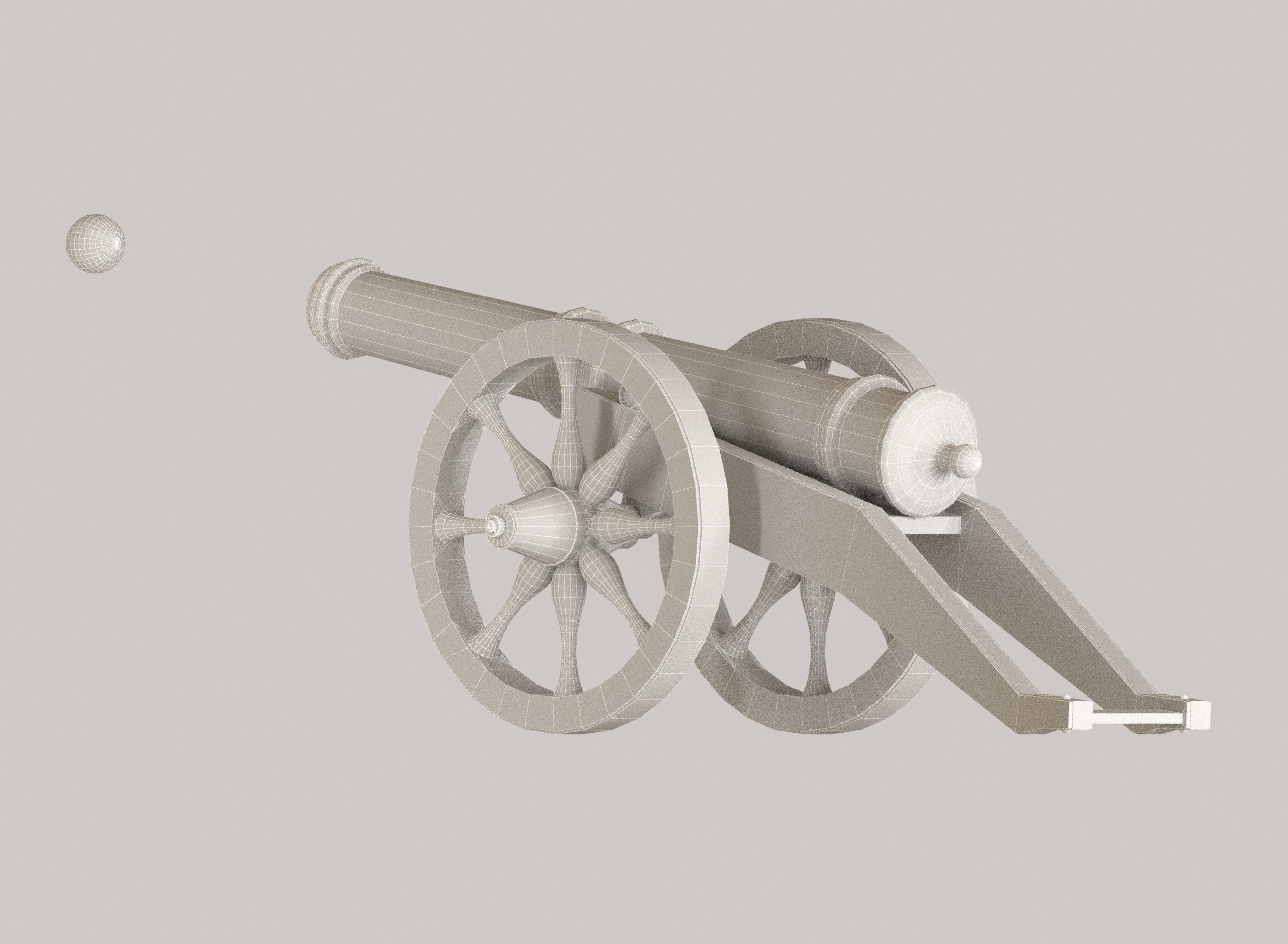 Medieval cannon Low-poly 3D model_18