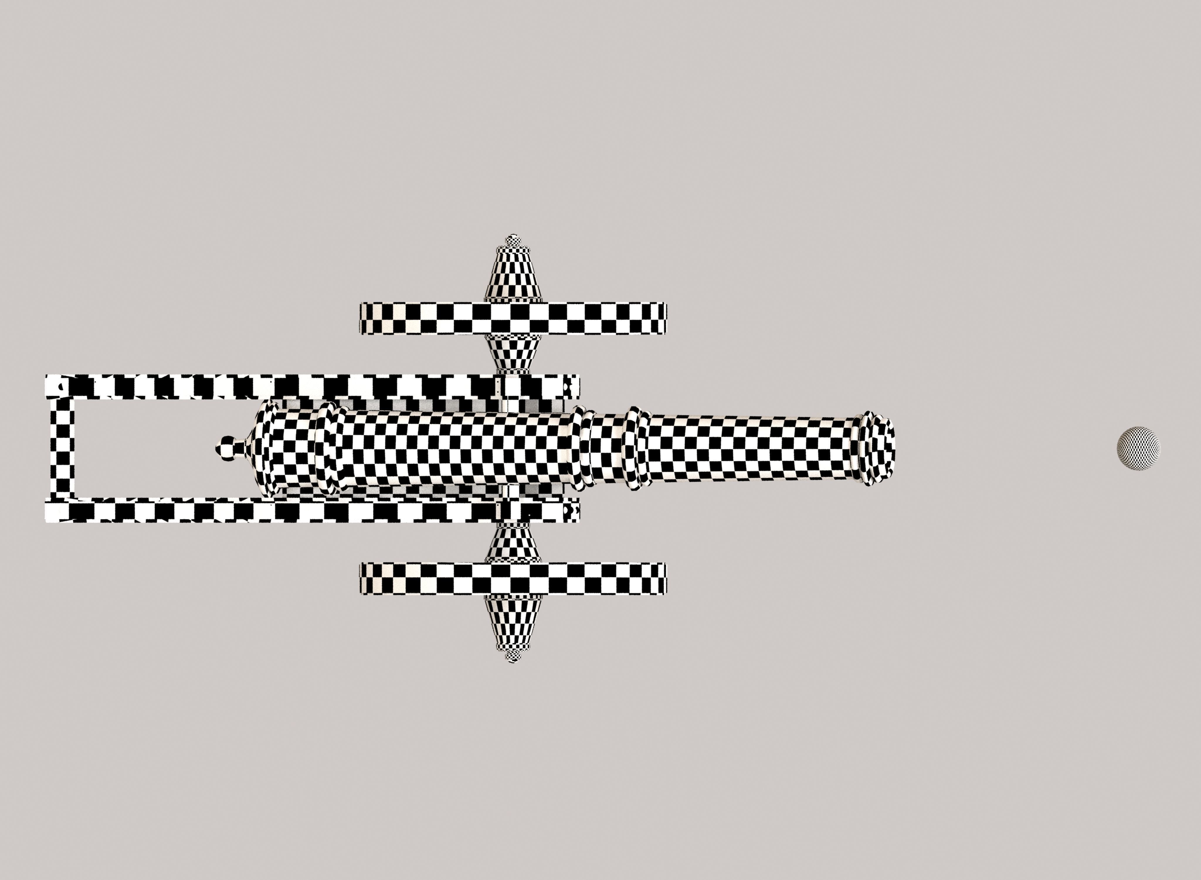 Medieval cannon Low-poly 3D model_31