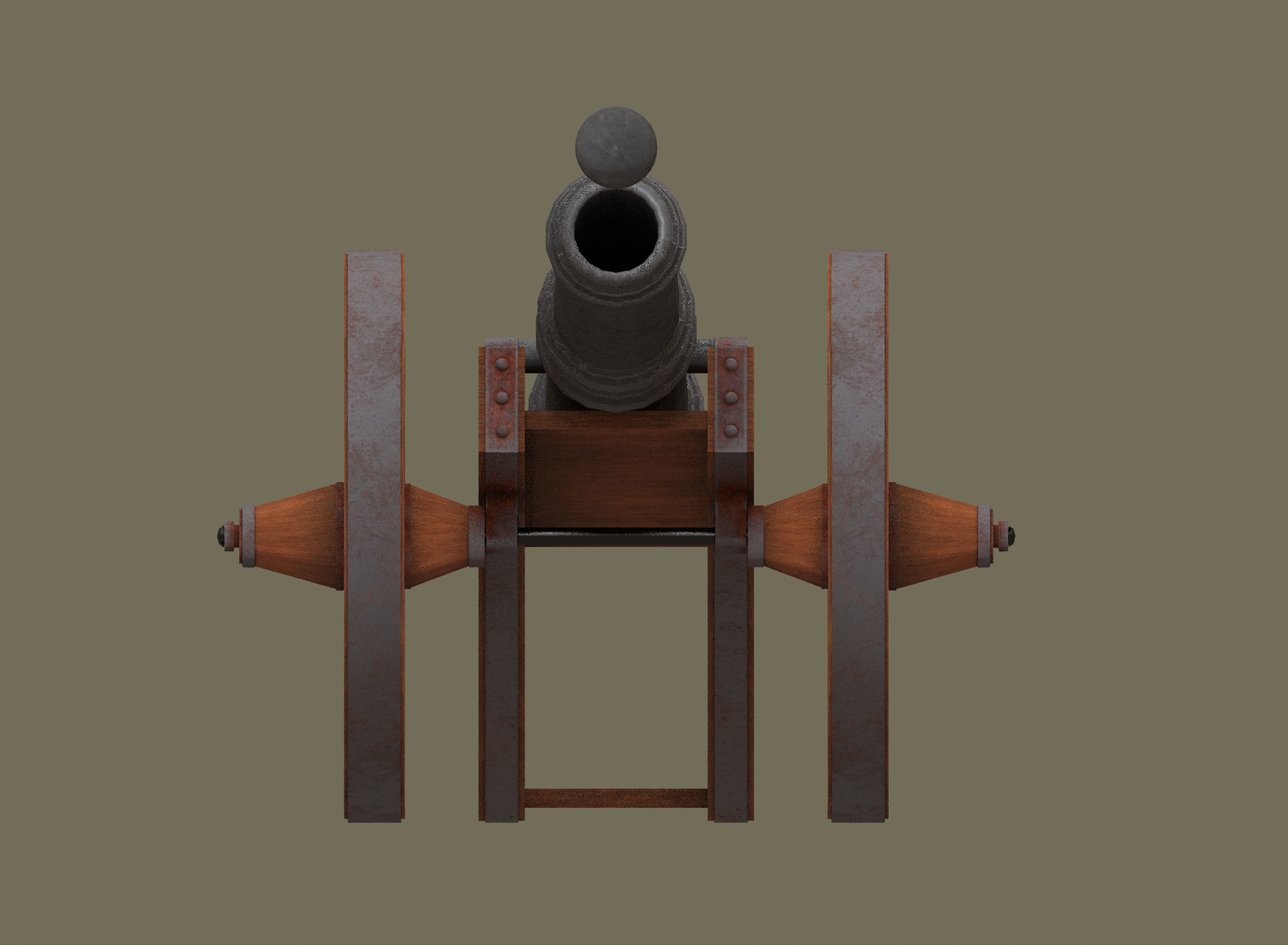 Medieval cannon Low-poly 3D model_10